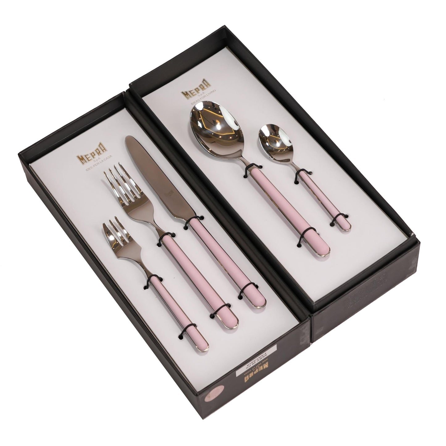 CUTLERY SET 30 PCS / SILVER COLOR AND ROSE PINK