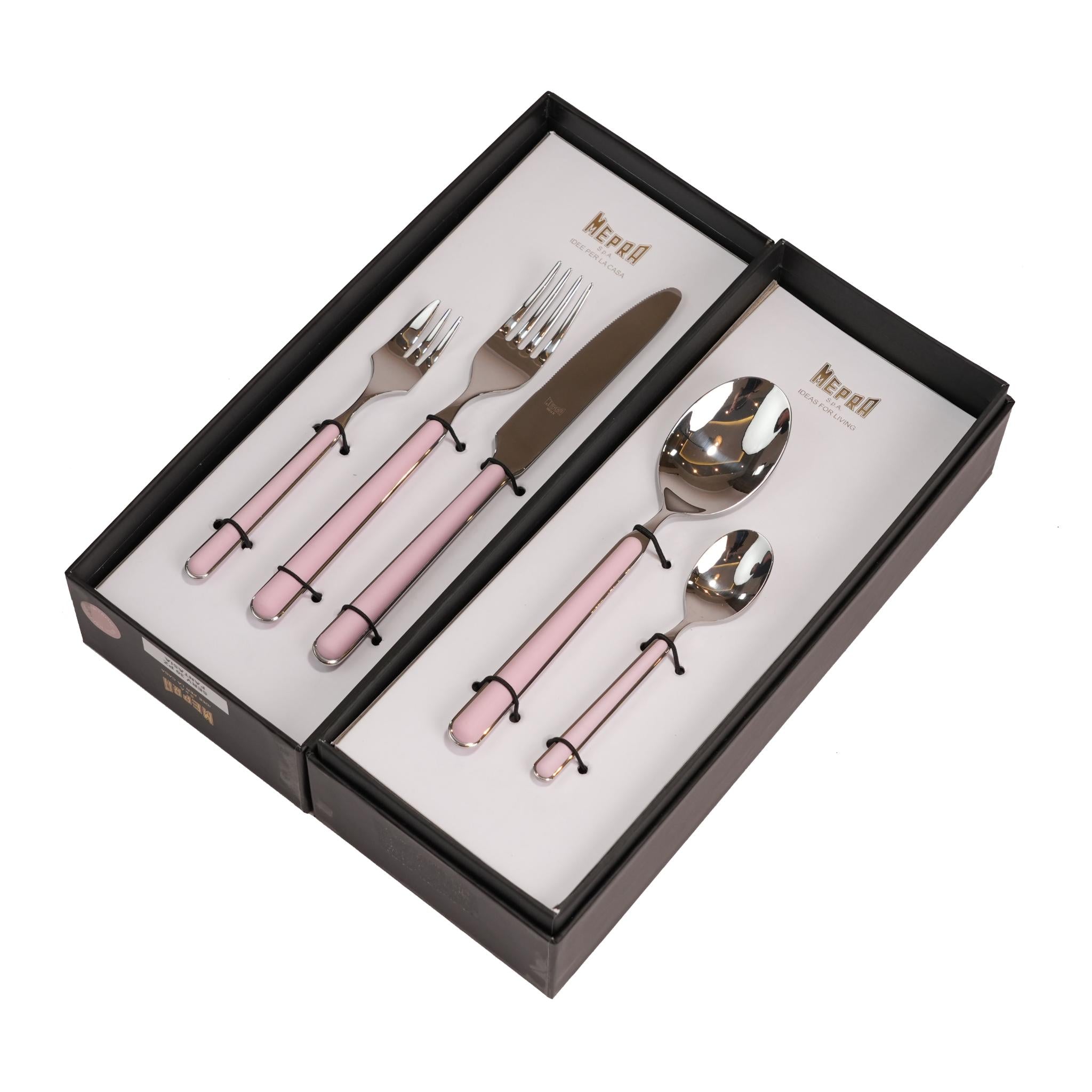 CUTLERY SET 30 PCS / SILVER COLOR AND ROSE PINK
