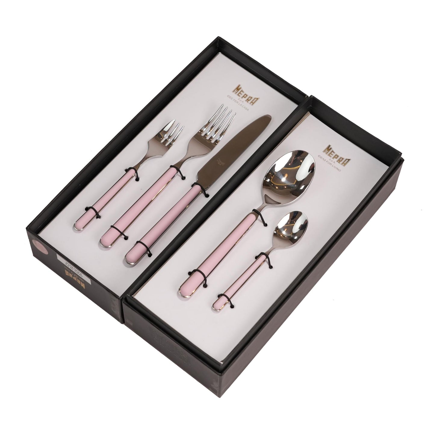 CUTLERY SET 30 PCS / SILVER COLOR AND ROSE PINK