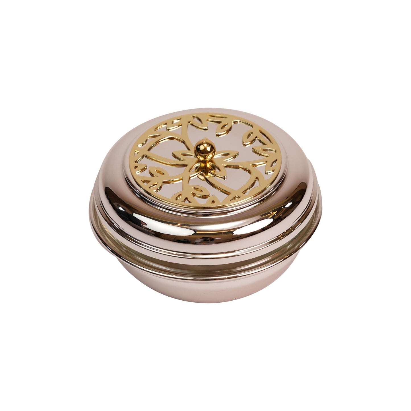 BIG  BOWL WITH METAL CASE & COVER  FLOWER DESIGN