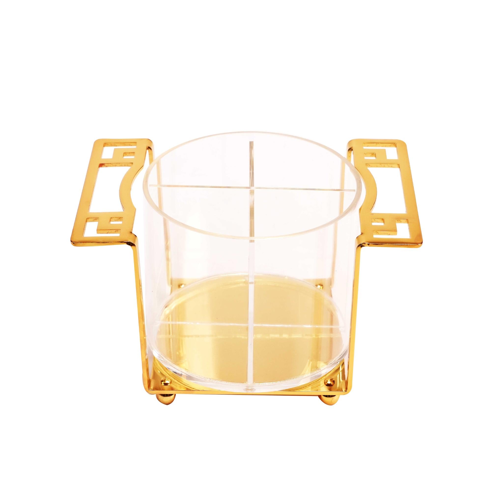 LARGE PLEXI STAND FOR CUTLERY HOLDER / GOLD PLATED