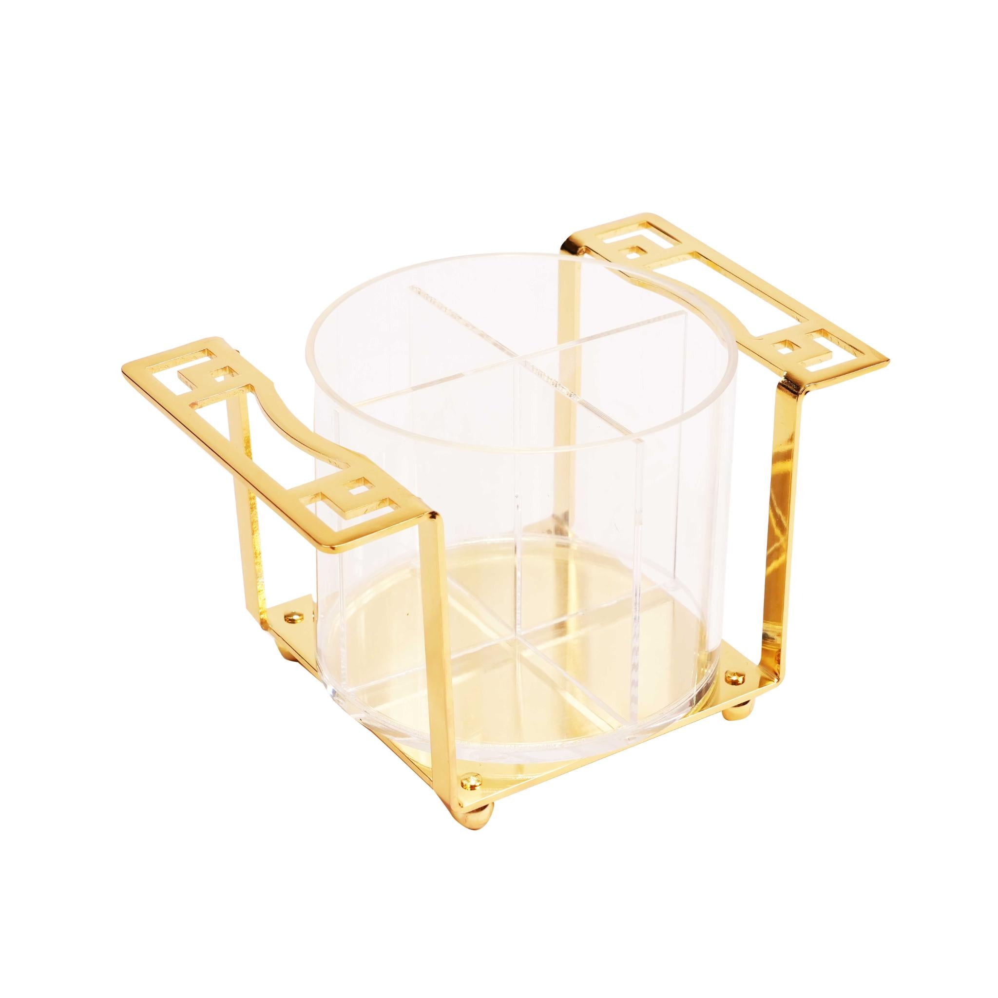 LARGE PLEXI STAND FOR CUTLERY HOLDER / GOLD PLATED