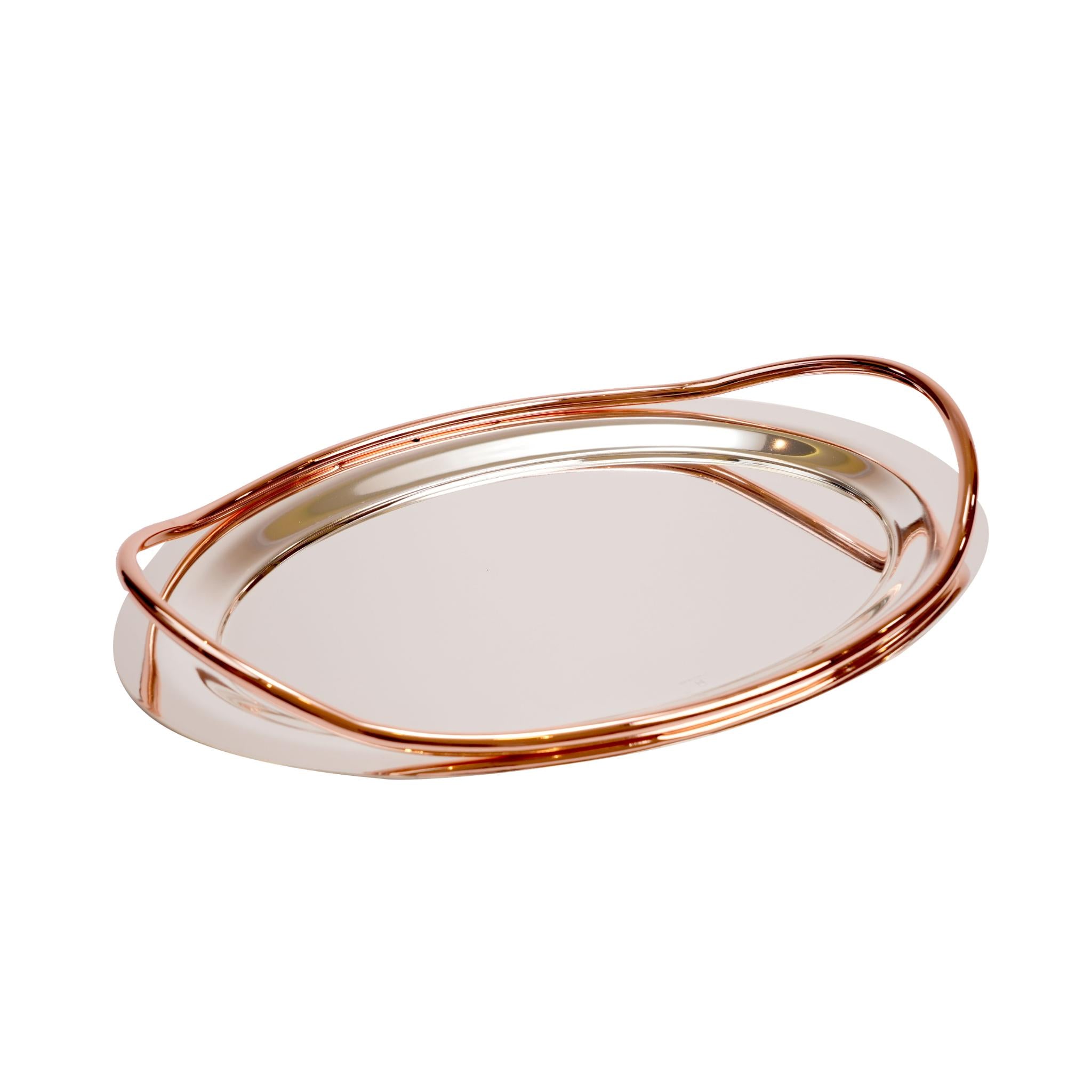 OVAL TRAY /  SILVER ROSE GOLD HANDLE