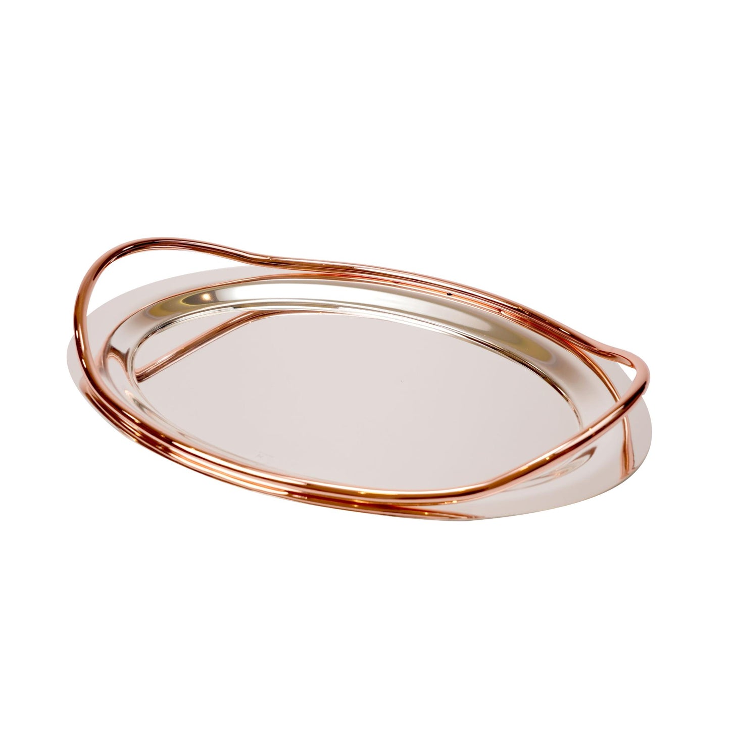 OVAL TRAY /  SILVER ROSE GOLD HANDLE
