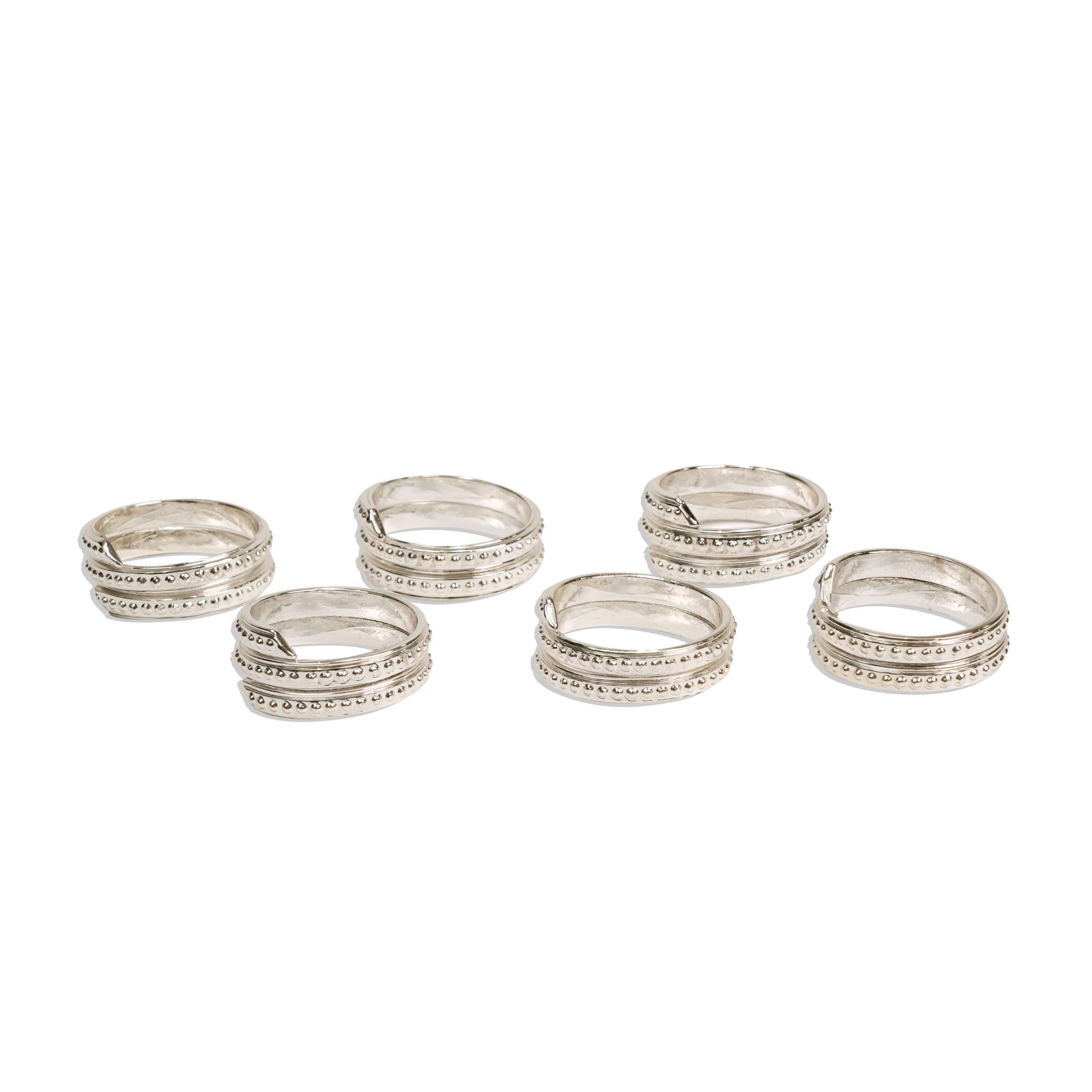 NAPKIN RINGS , PEARL  DESIGN / SILVER  PLATED