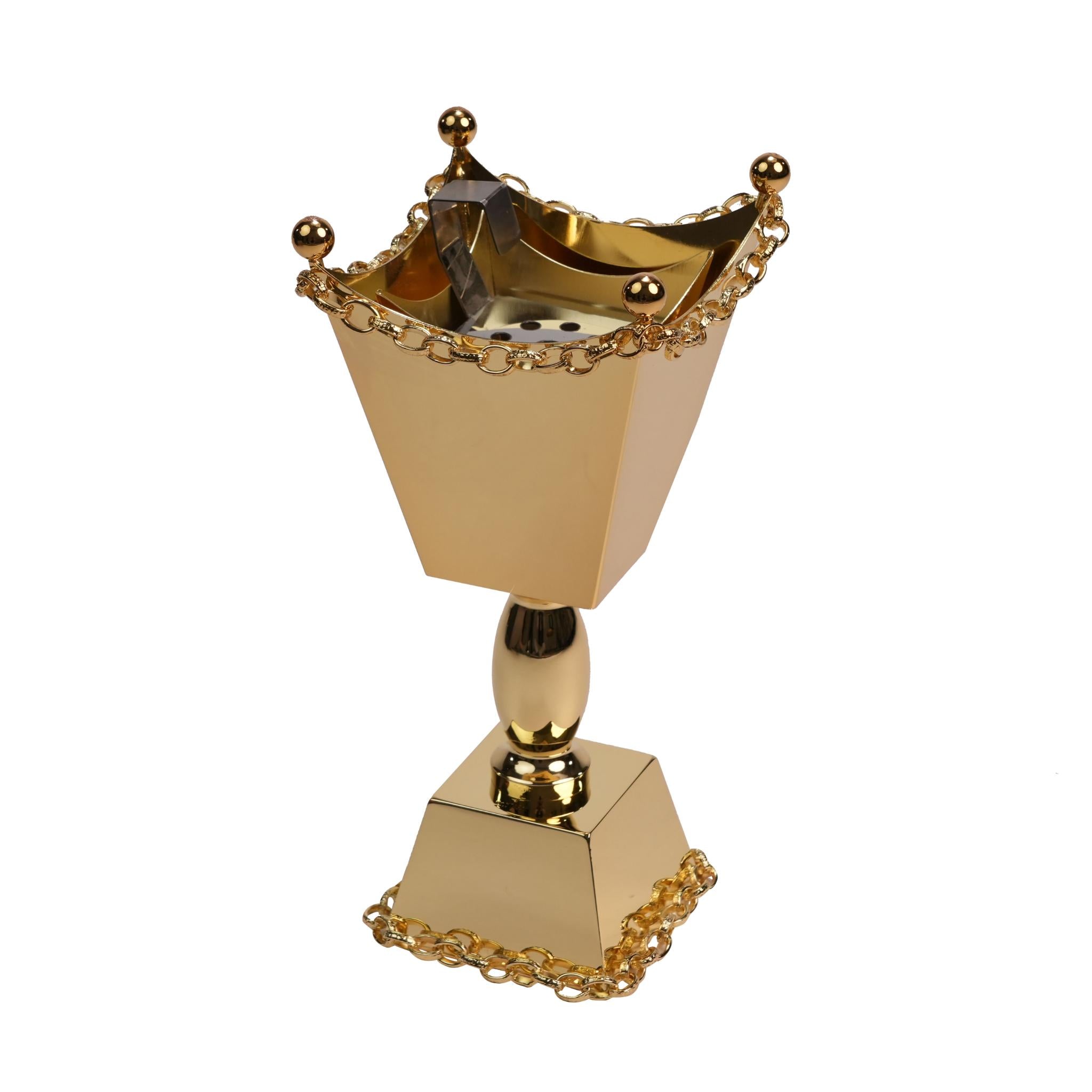 MABKHARA MEDIUM WITH CHAIN DECOR ON TOP & BASE  - GOLD