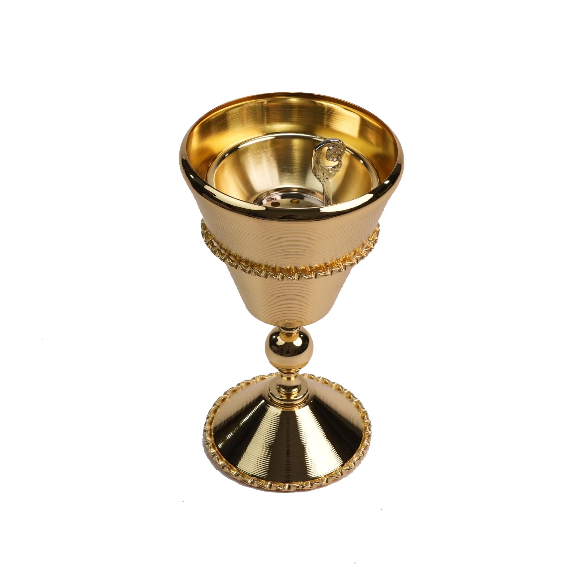 ROUND MABKHARA EITHG LINES & BORDOUR DESIGN / GOLD PLATED