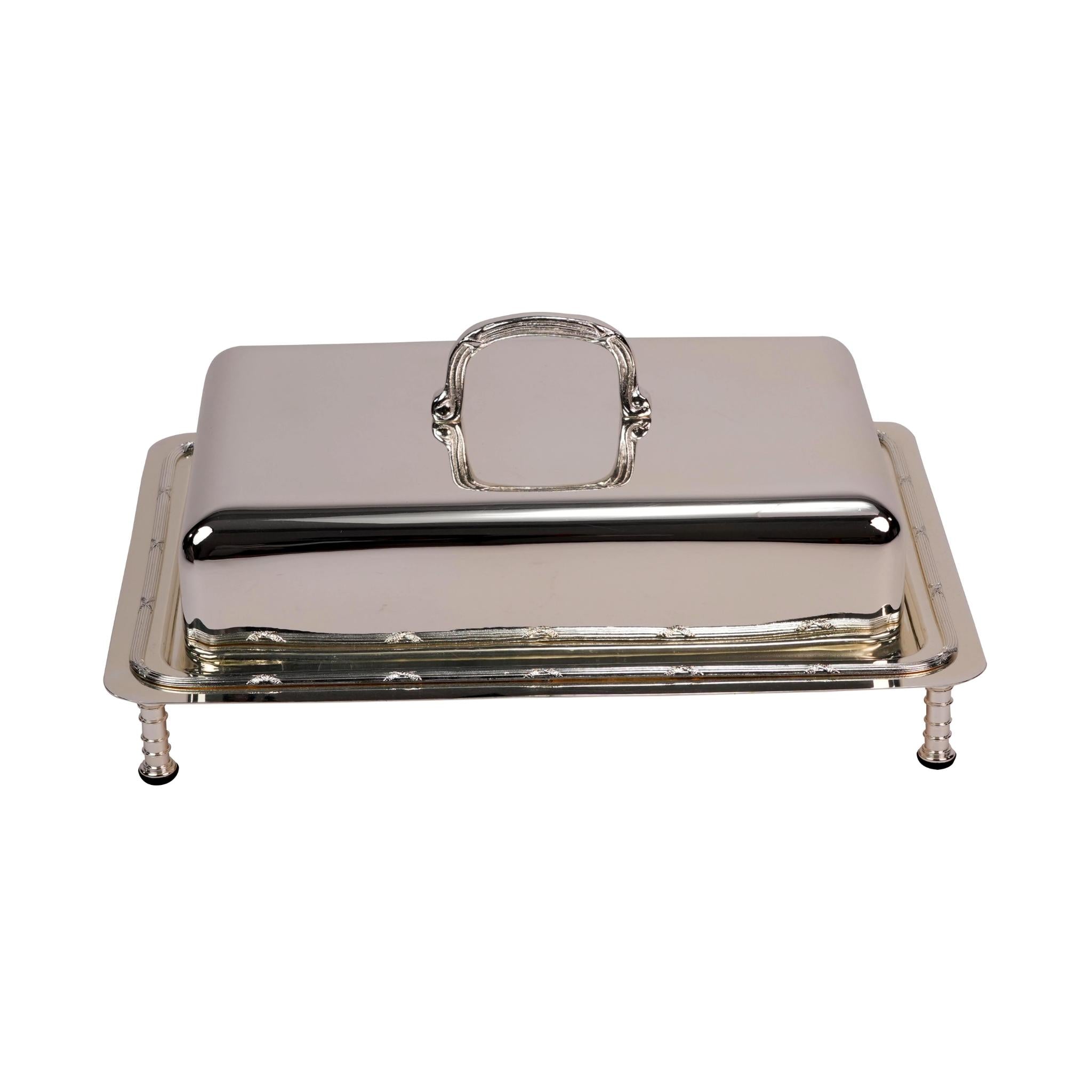 RECTANGULAR SERVING DISH   WITH COVER / SILVER PLATED
