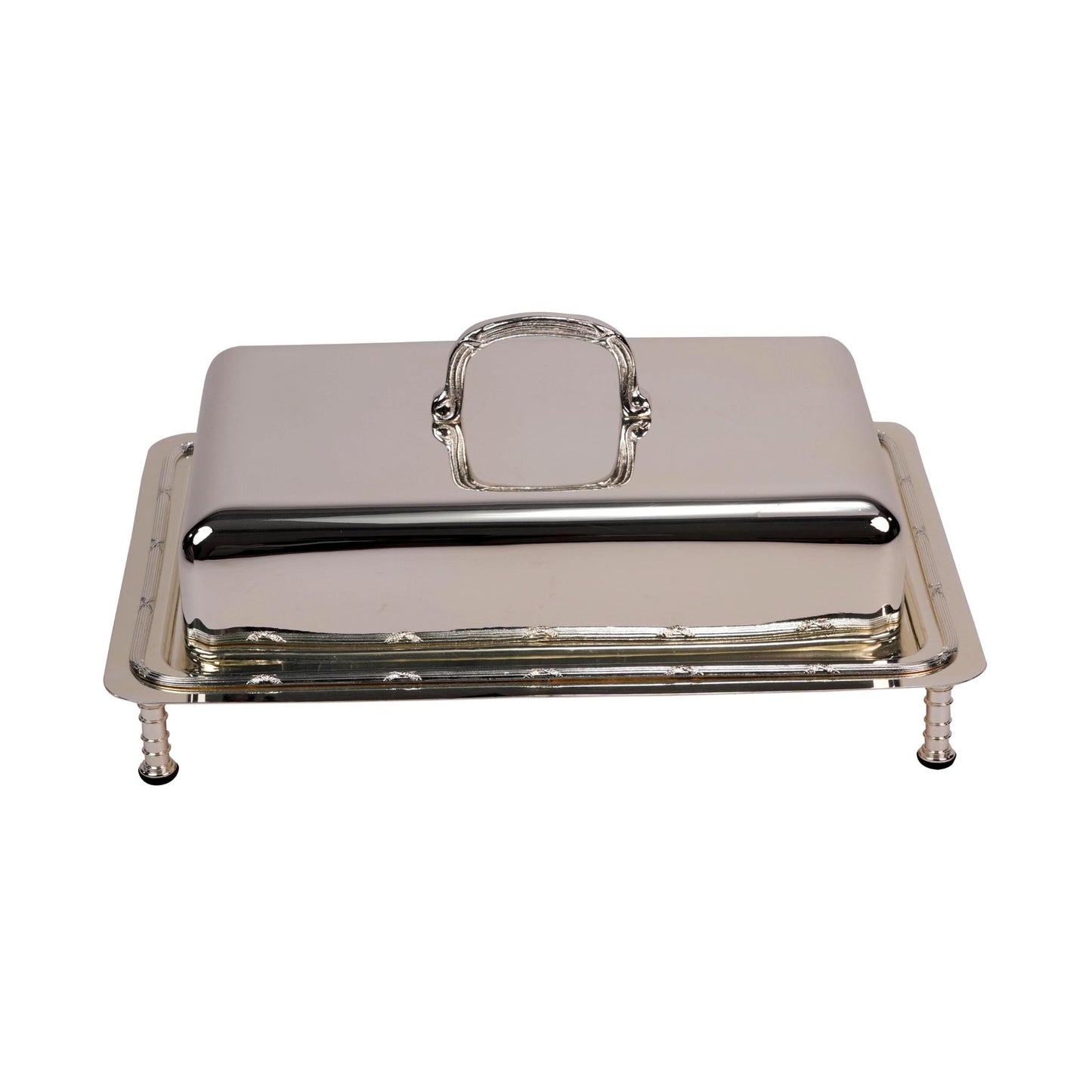 RECTANGULAR SERVING DISH   WITH COVER / SILVER PLATED