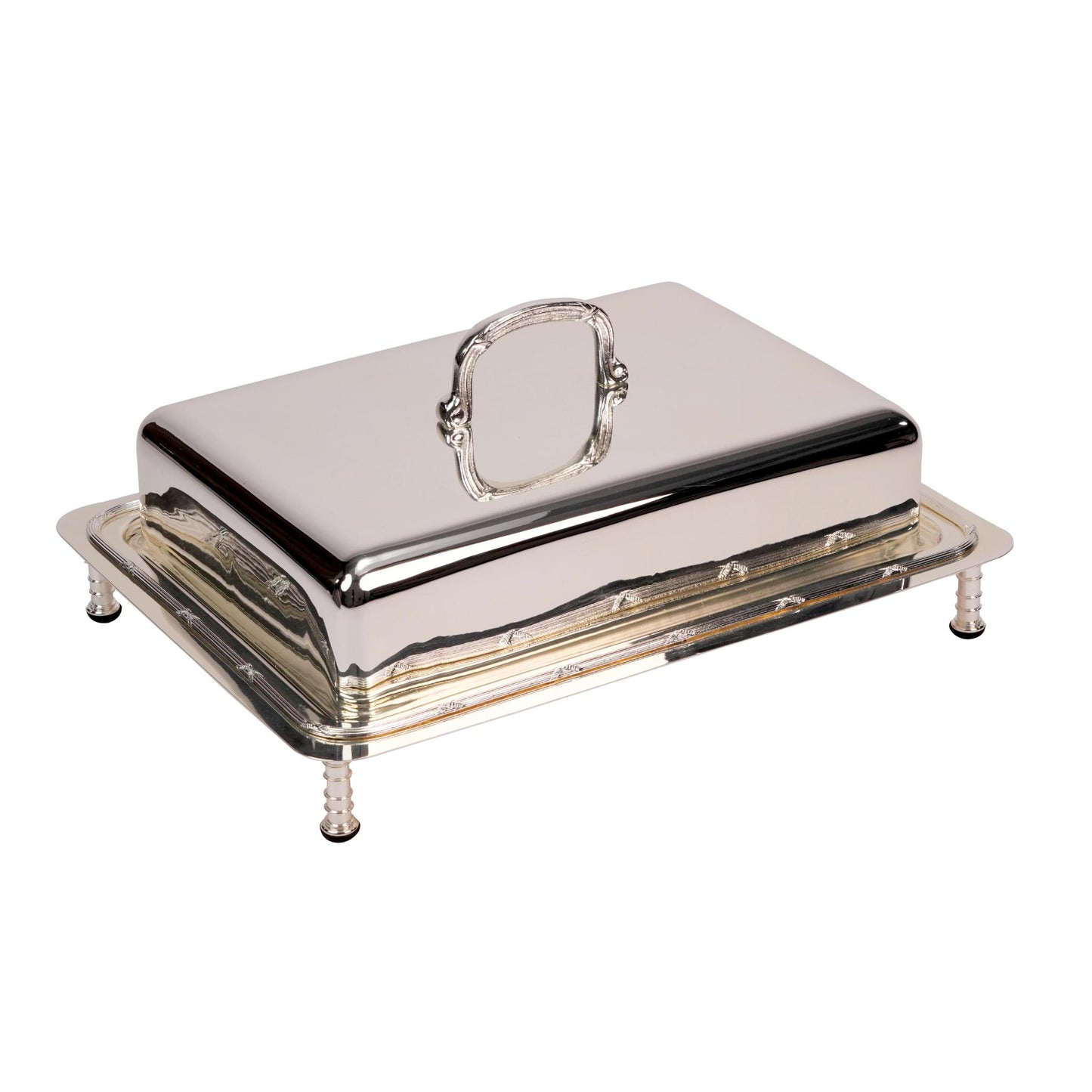RECTANGULAR SERVING DISH   WITH COVER / SILVER PLATED