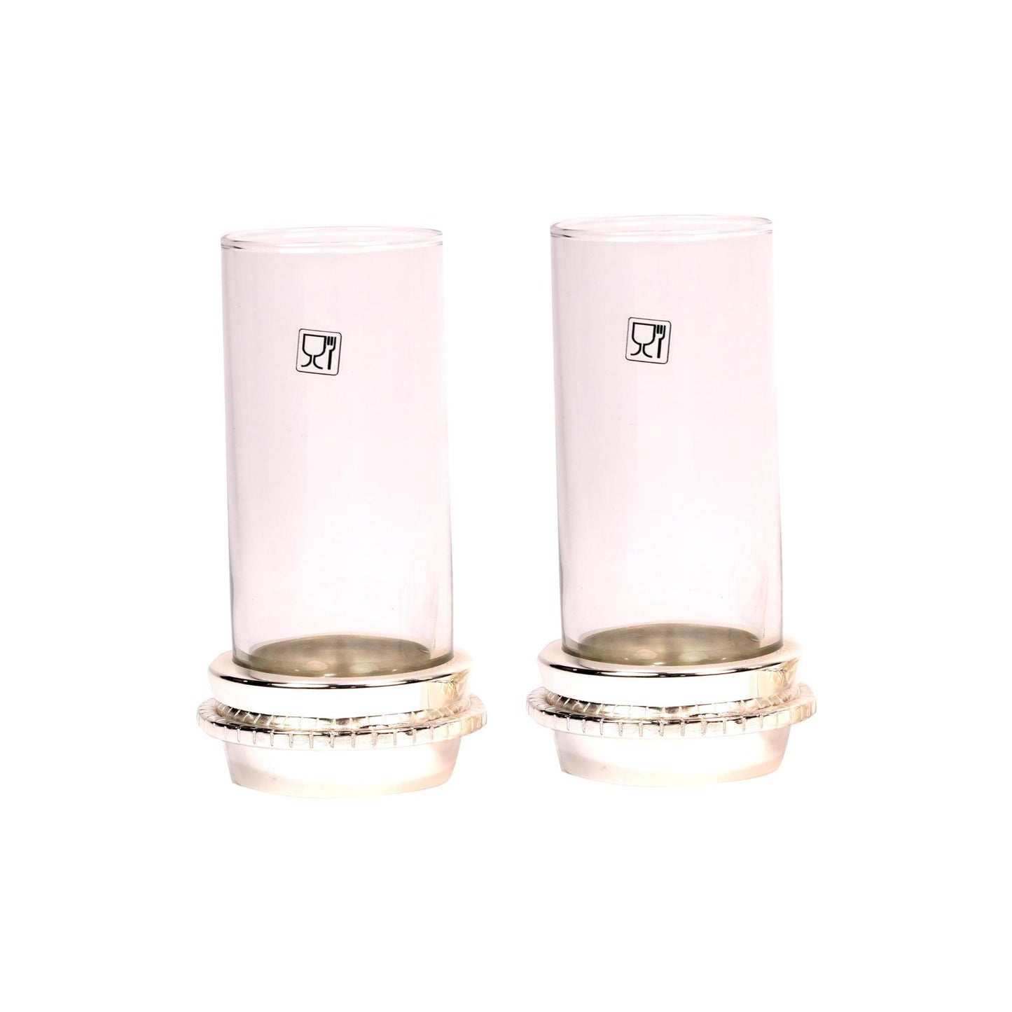 WATER GLASS - SET OF 6 PCS WITH DECOR DESIGN / SILVER PLATED