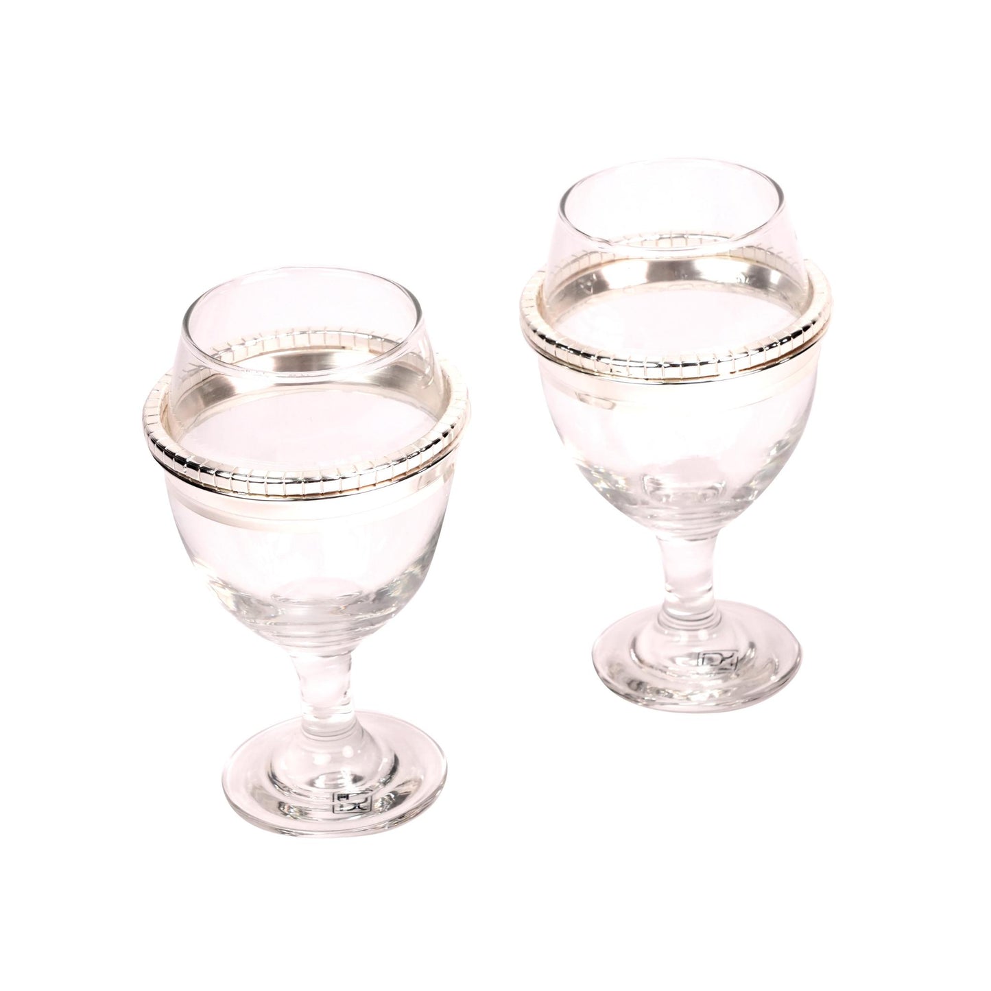 JUICE GLASS - SET OF 6 PCS , DECOR DESIGN / SILVER PLATED