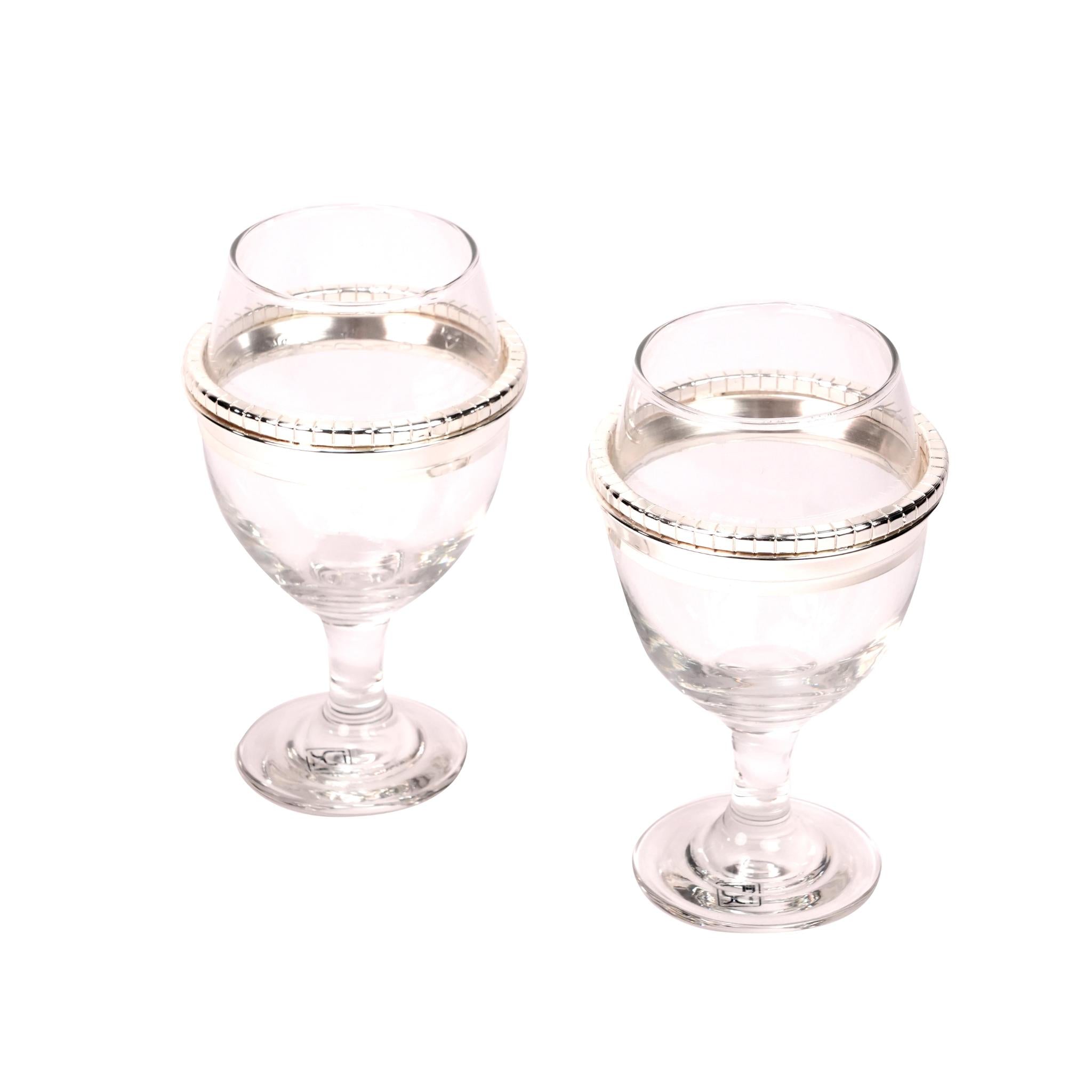 JUICE GLASS - SET OF 6 PCS , DECOR DESIGN / SILVER PLATED