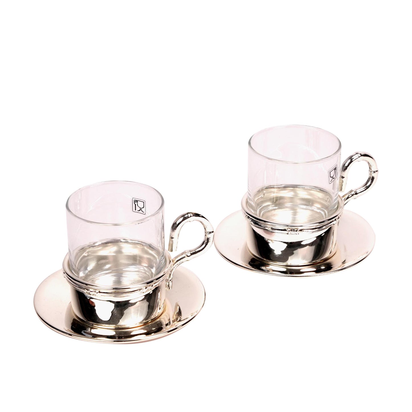 TEA / CAPPUCCINO WITH SAUCER ,  BB BORDOUR DESIGN / SILVER PLATED
