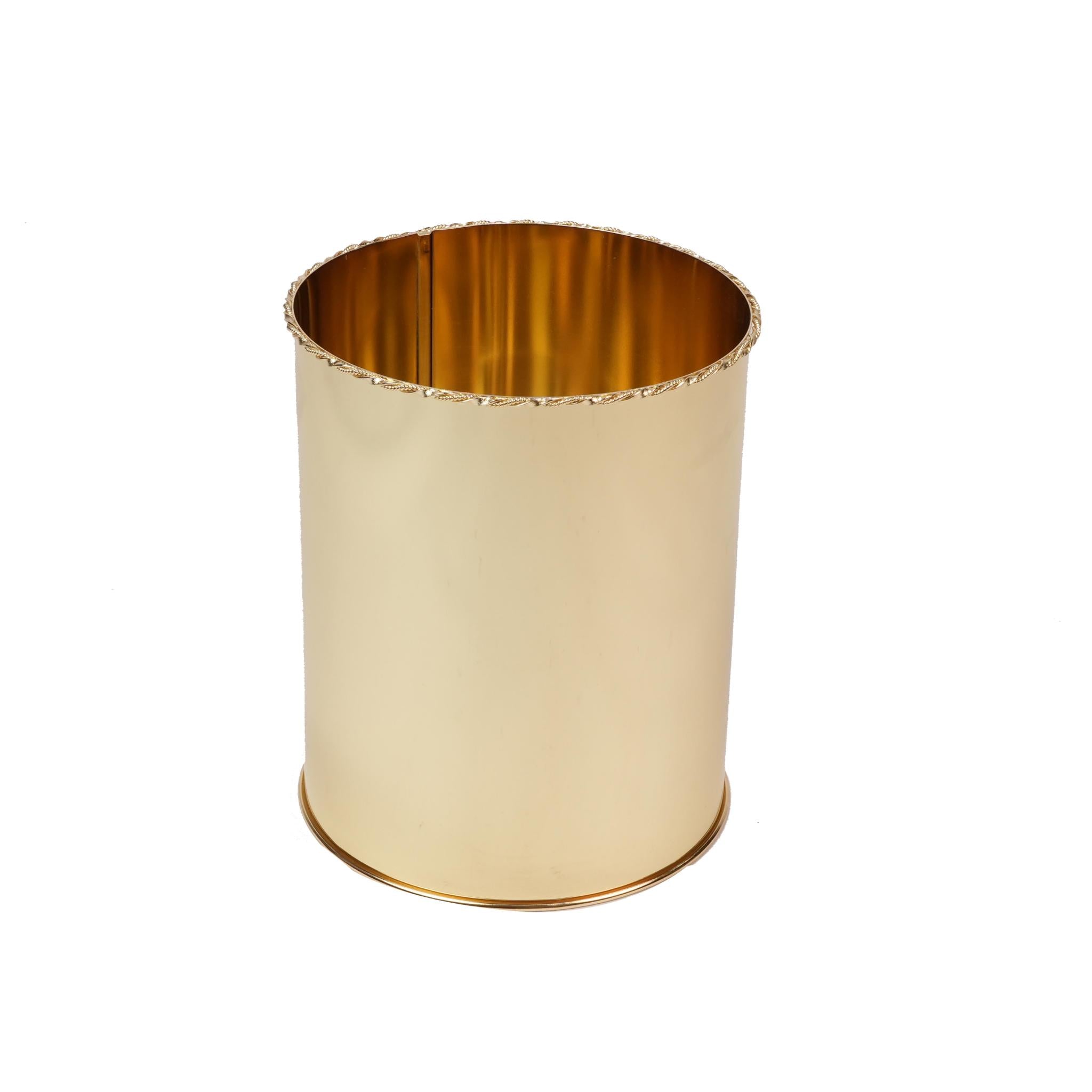 WASTE / TRASH   BIN WITH DECOR ON TOP - GOLD