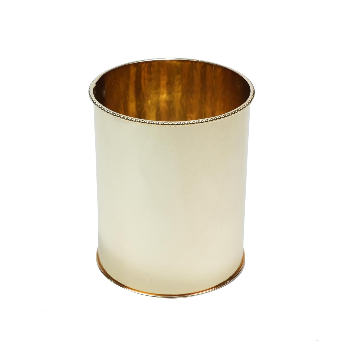 WASTE / TRASH BIN HAMMERED WITH DOTED DESIGN & DECOR ON TOP - GOLD