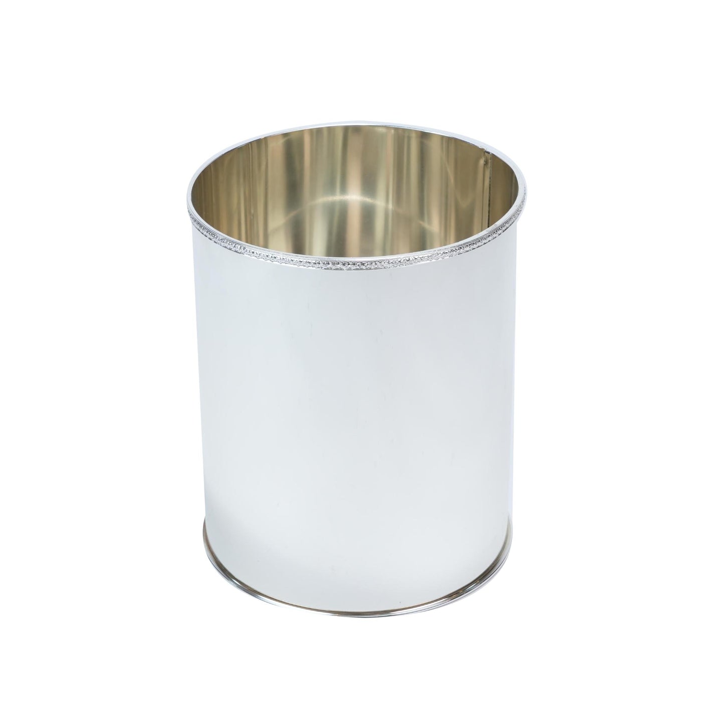 WASTE / TRASH BIN WITH LAUREL DECOR ON TOP - SILVER