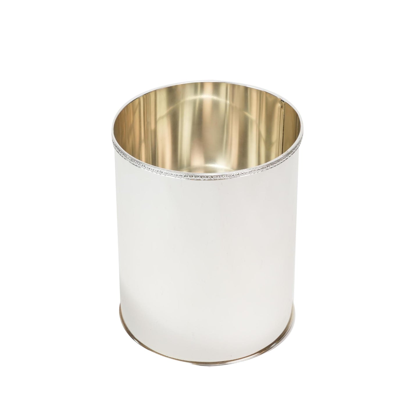 WASTE / TRASH BIN WITH LAUREL DECOR ON TOP - SILVER