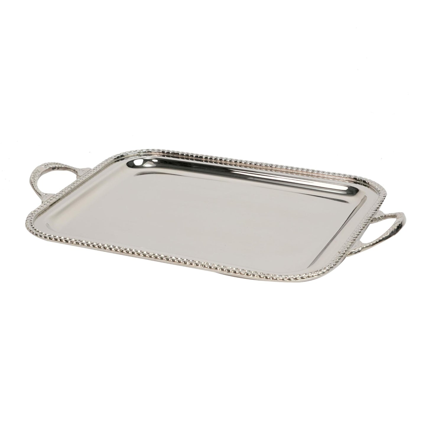 TRAY WITH  , HABLA  LEAF DESIGN / CHROME FINISH
