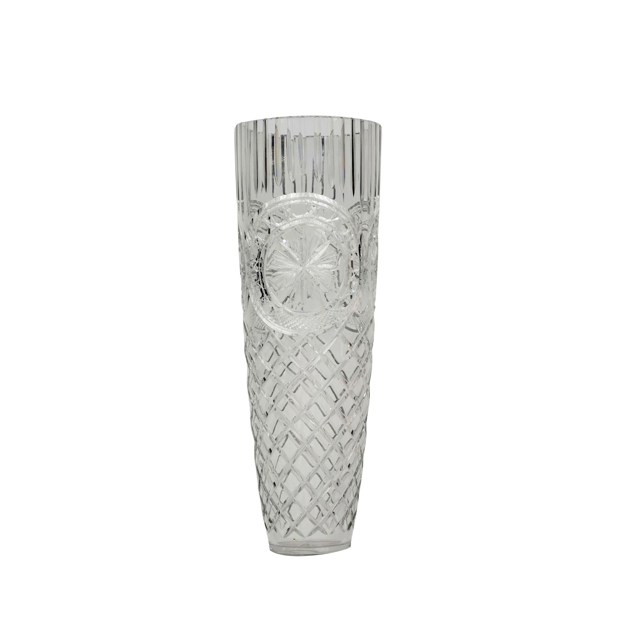 VASE ZED CLEAR CRYSTAL WITH DIAMOND CUT DESIGN