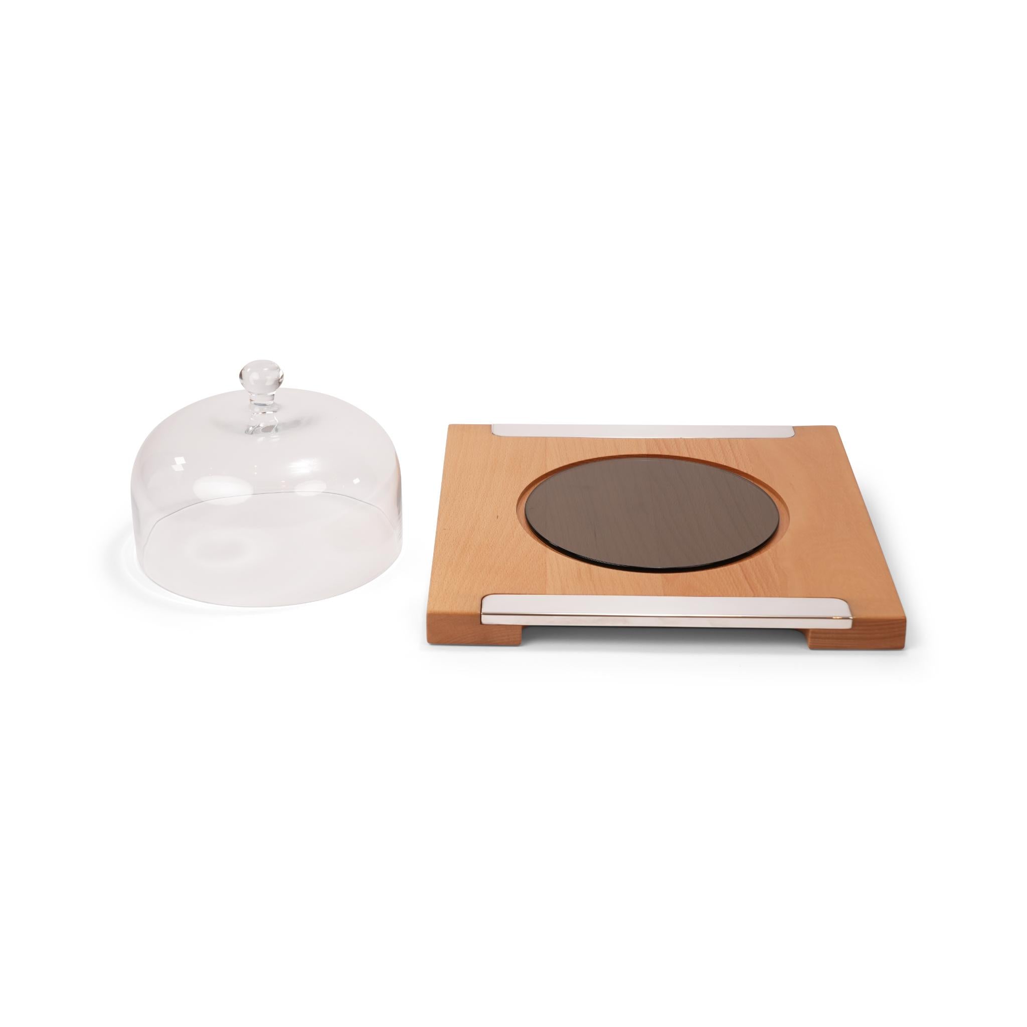 ESSENTIA ,  WOODEN  CHEESE  BOARD  WITH  DOME