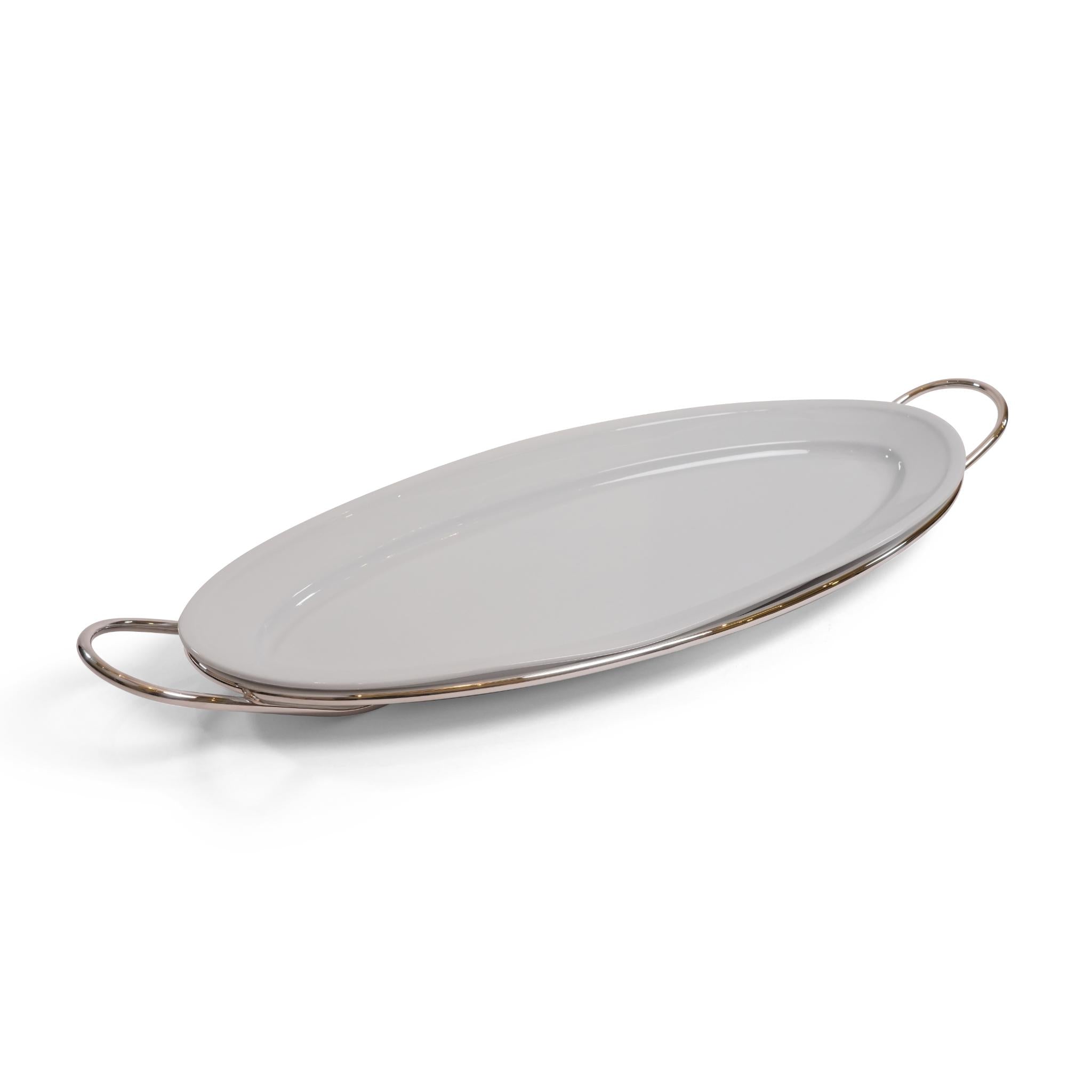 LINEA  ,  OVAL  FISH  SERVING  DISH  WITH PORCELAIN