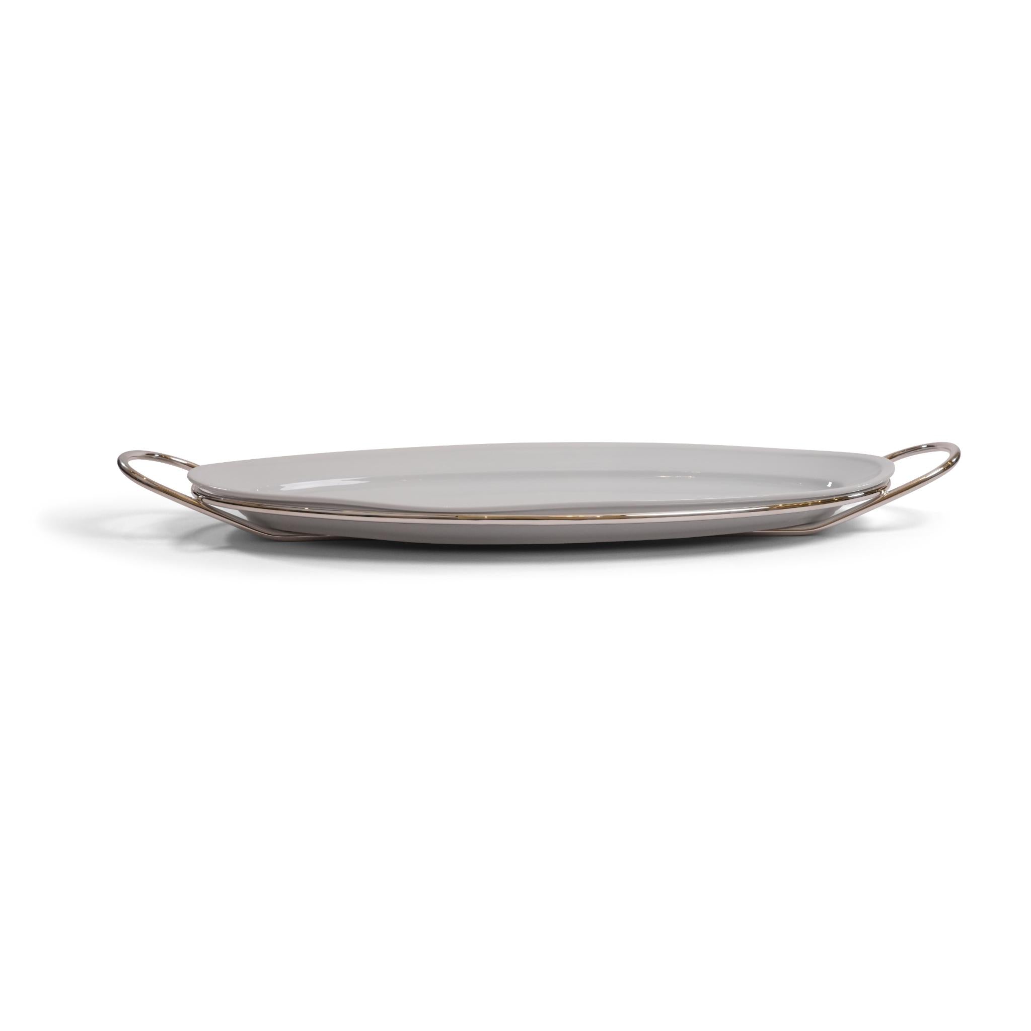 LINEA  ,  OVAL  FISH  SERVING  DISH  WITH PORCELAIN