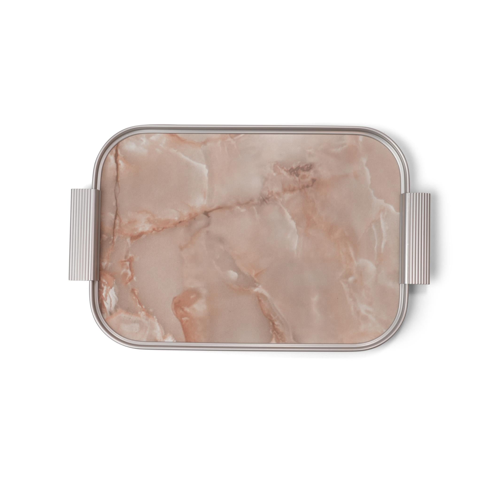 TRAY ONYX / SILVER  MARBLE DESIGN / SMALL SIZE