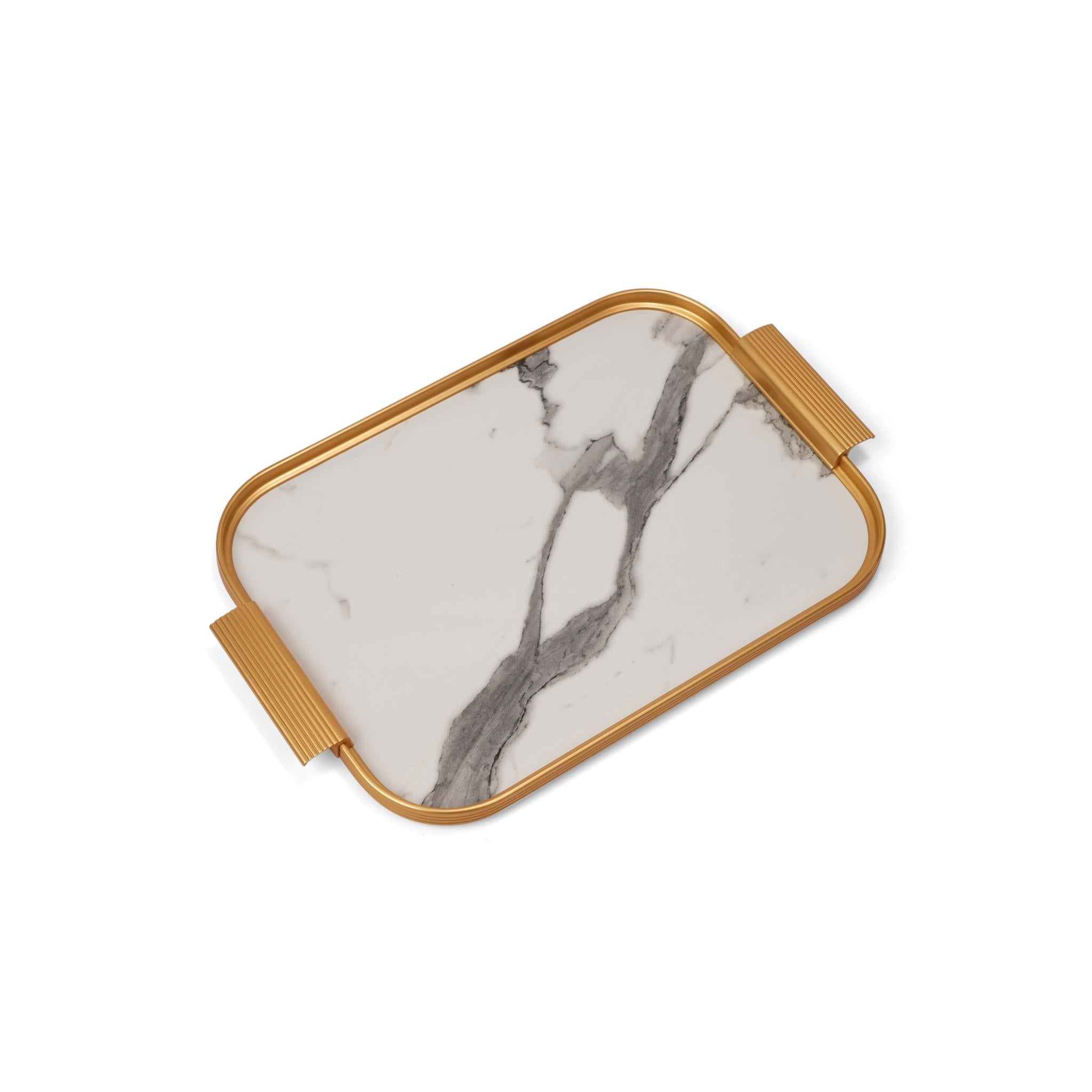 TRAY WHITE MARBLE / GOLD DESIGN / SMALL SIZE