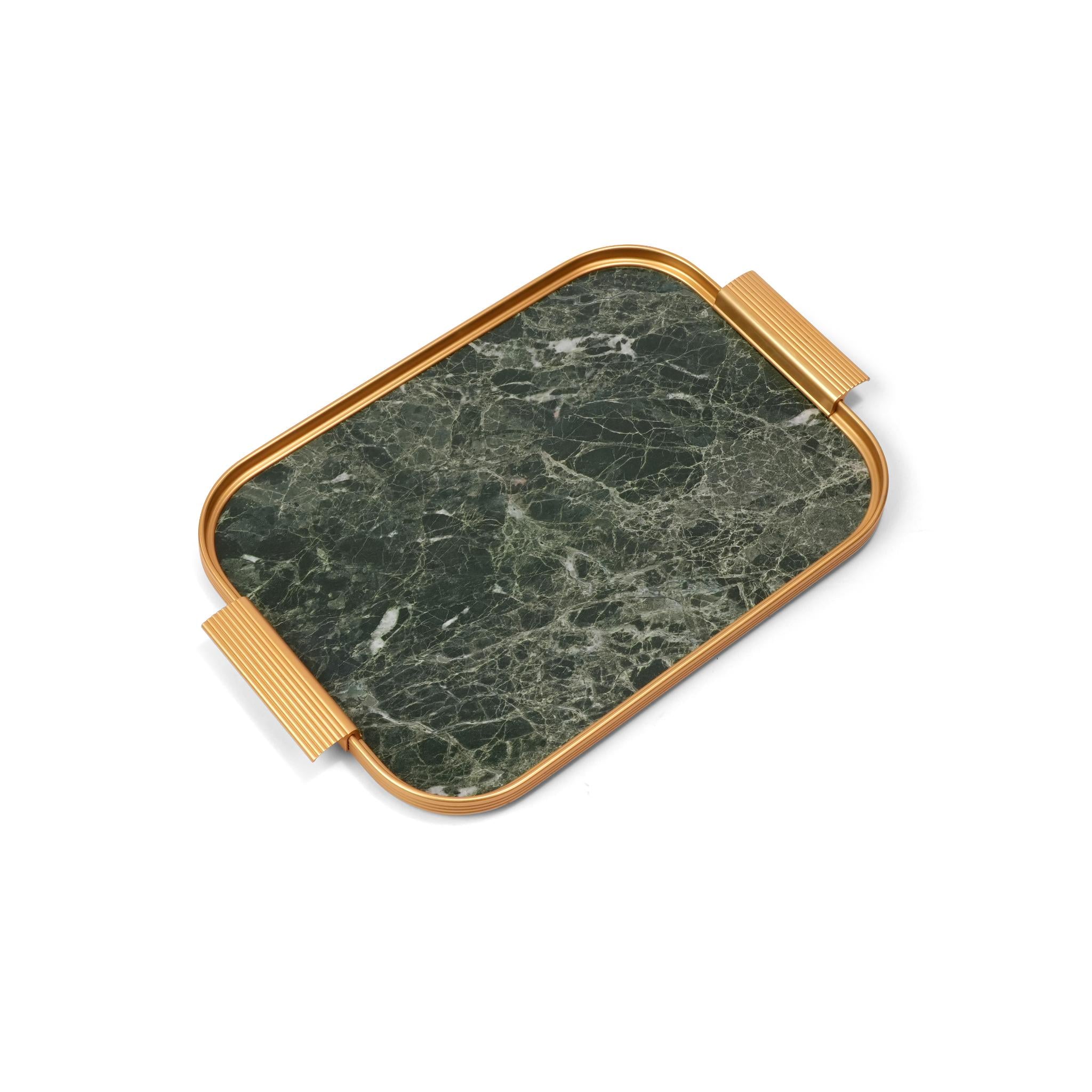 TRAY GREEN MARBLE / GOLD DESIGN / SMALL SIZE