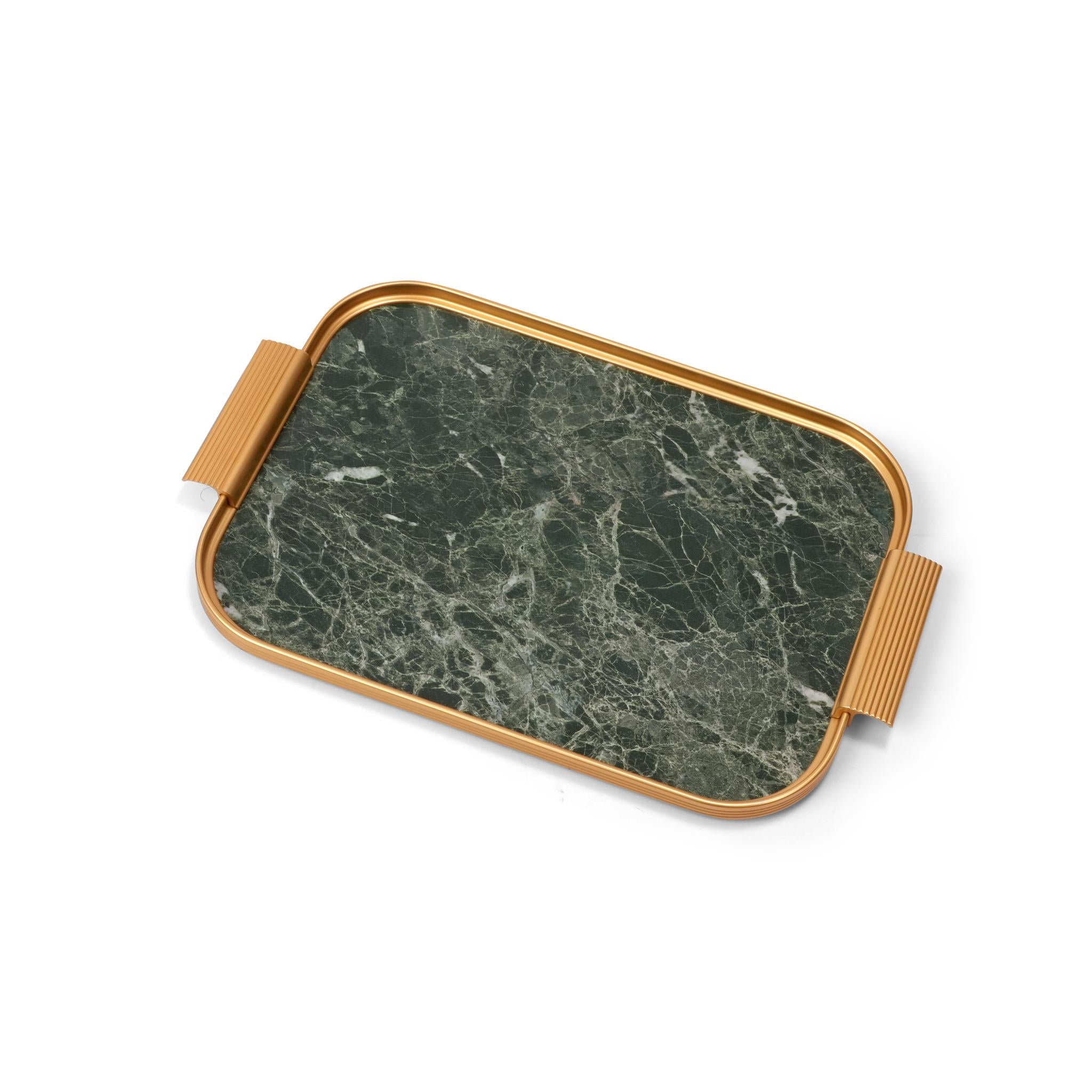 TRAY GREEN MARBLE / GOLD DESIGN / SMALL SIZE