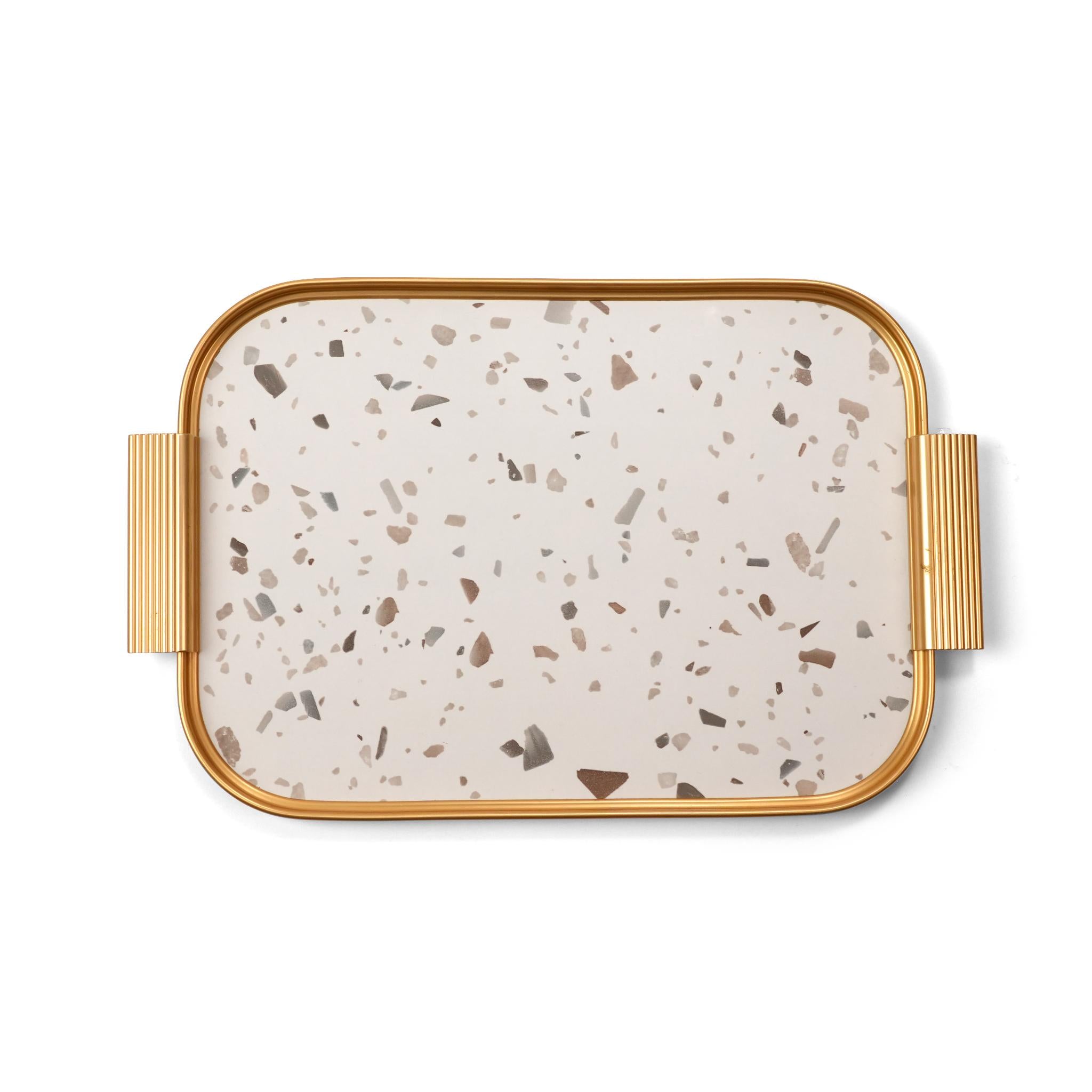 TRAY TERRAZZO  MARBLE  /  GOLD DESIGN / SMALL SIZE