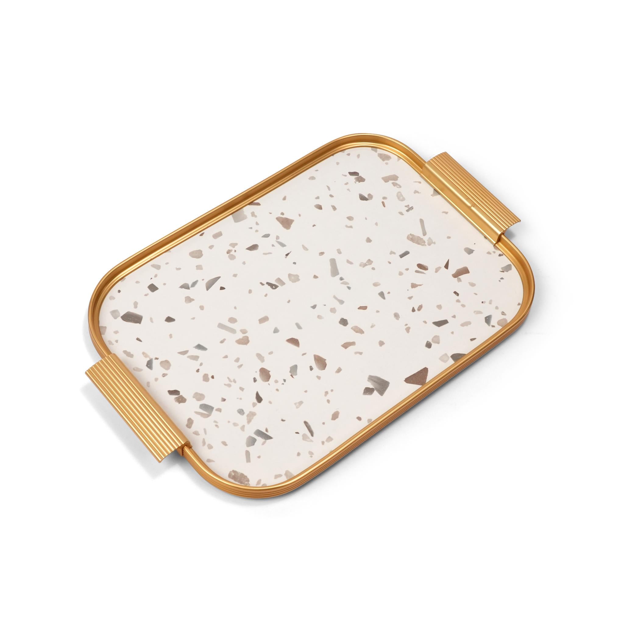 TRAY TERRAZZO  MARBLE  /  GOLD DESIGN / SMALL SIZE