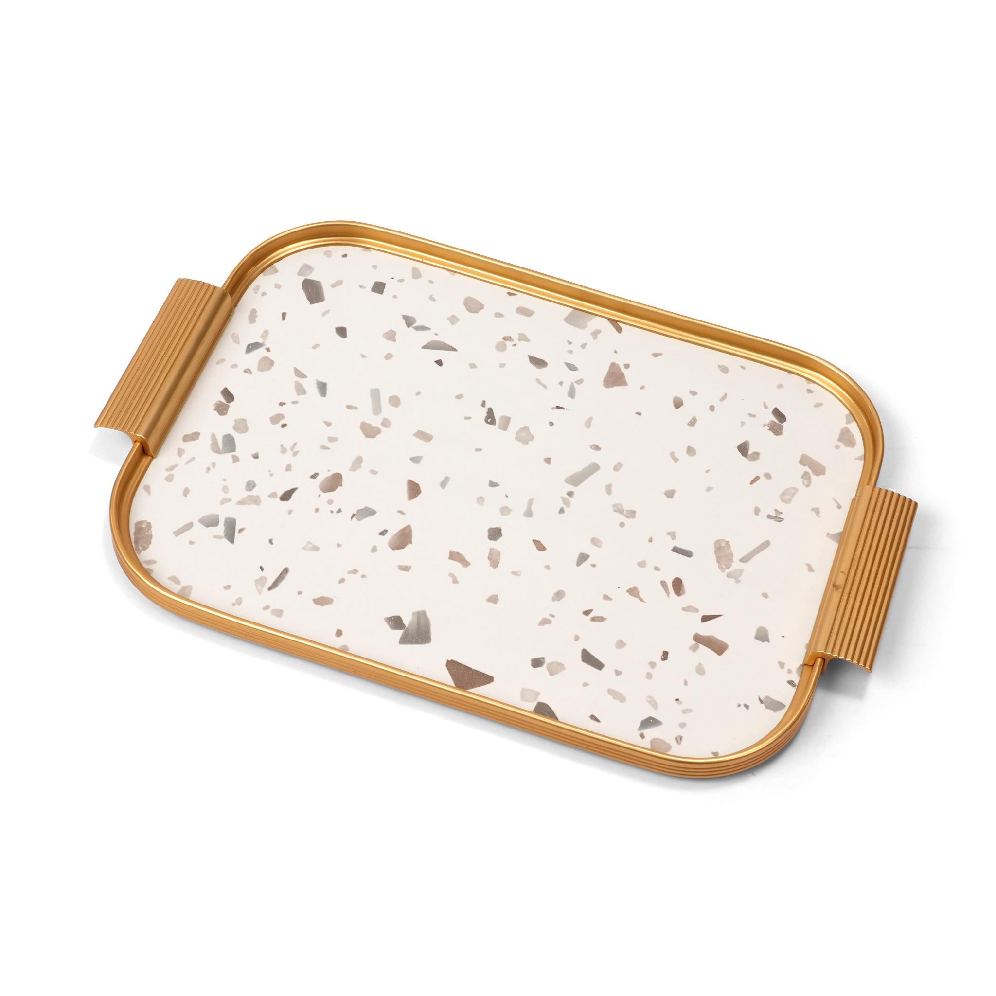 TRAY TERRAZZO  MARBLE  /  GOLD DESIGN / SMALL SIZE