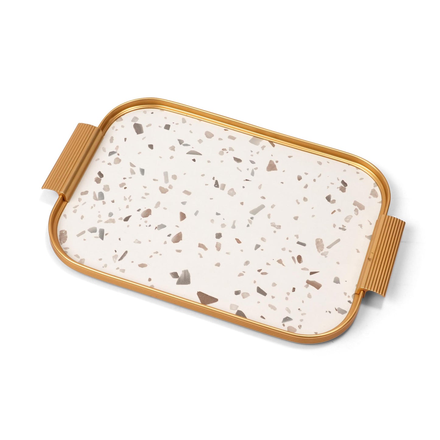 TRAY TERRAZZO  MARBLE  /  GOLD DESIGN / SMALL SIZE