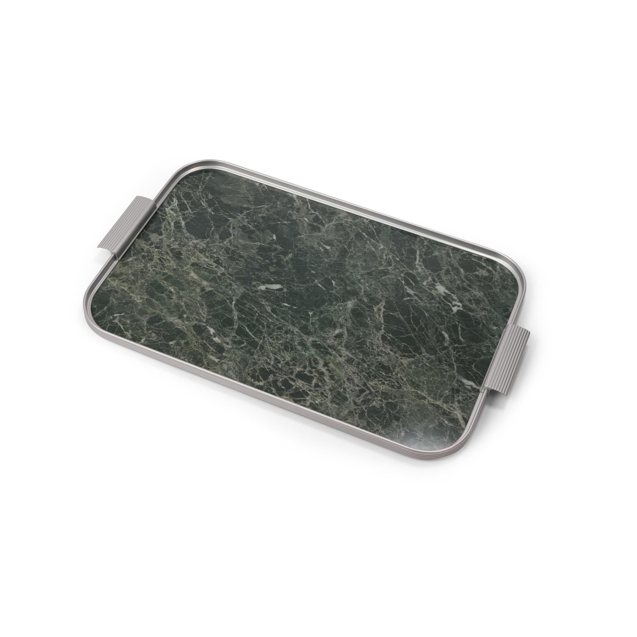 KAYMET TRAY GREEN MARBLE SILVER