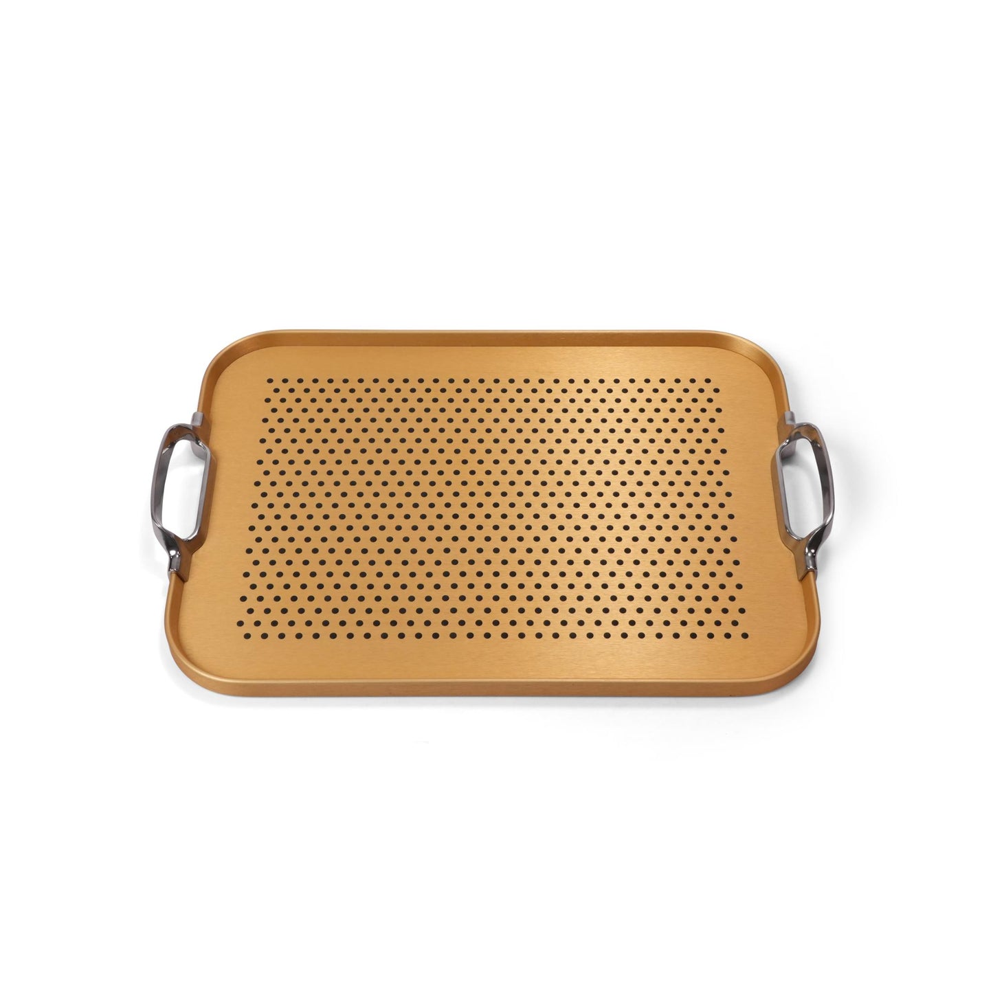 KAYMET TRAY . RUBBER GRIP . GOLD / SILVER HANDLES