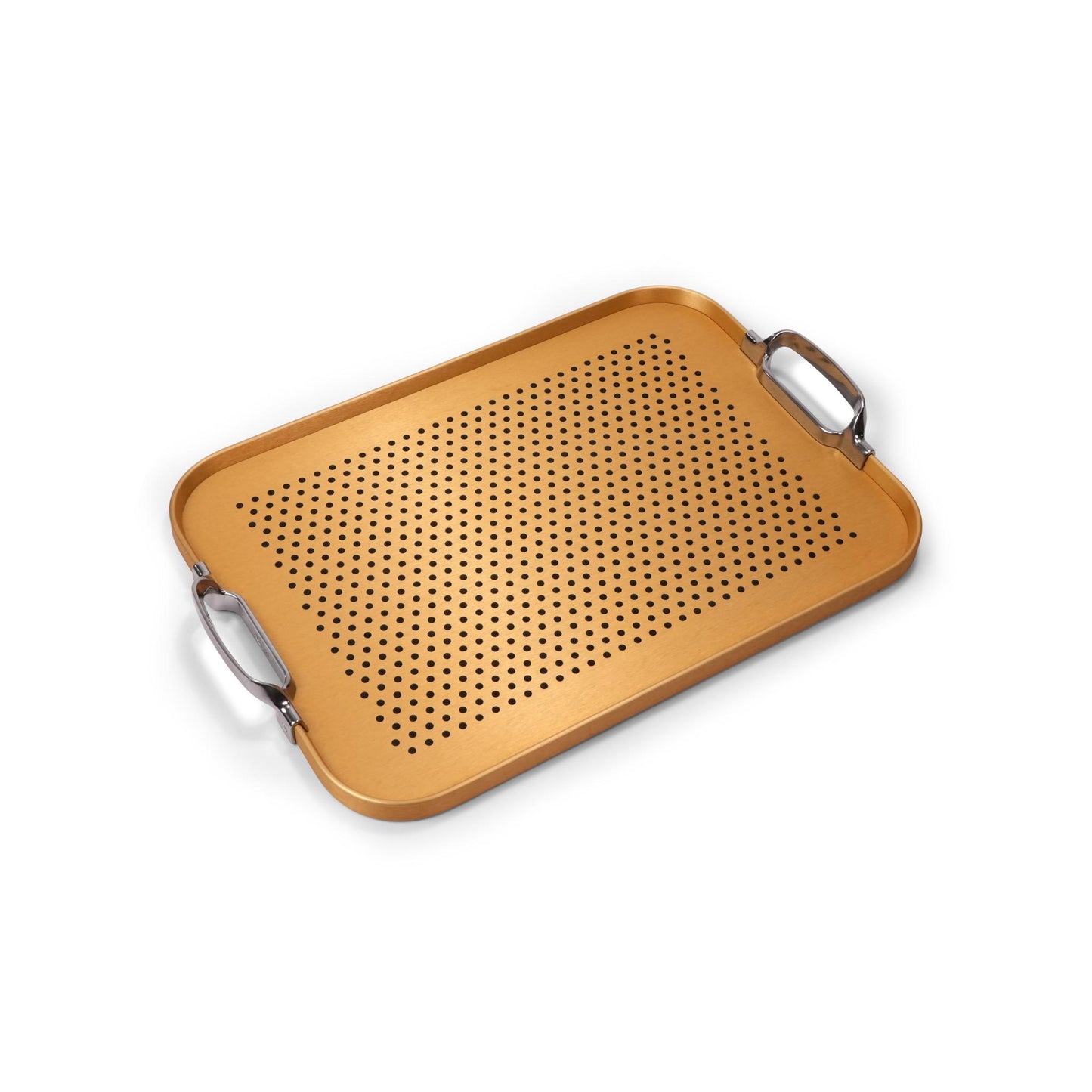 KAYMET TRAY . RUBBER GRIP . GOLD / SILVER HANDLES