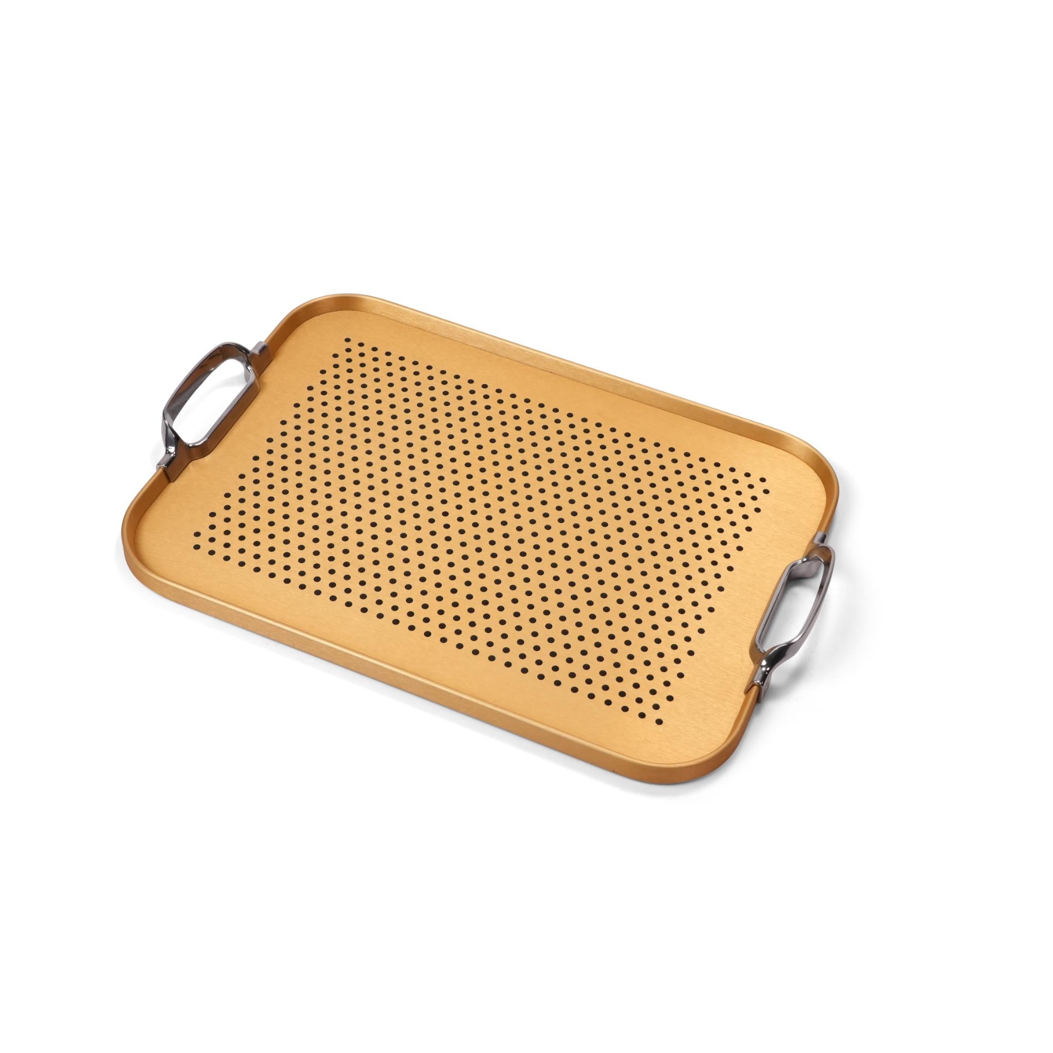 KAYMET TRAY . RUBBER GRIP . GOLD / SILVER HANDLES