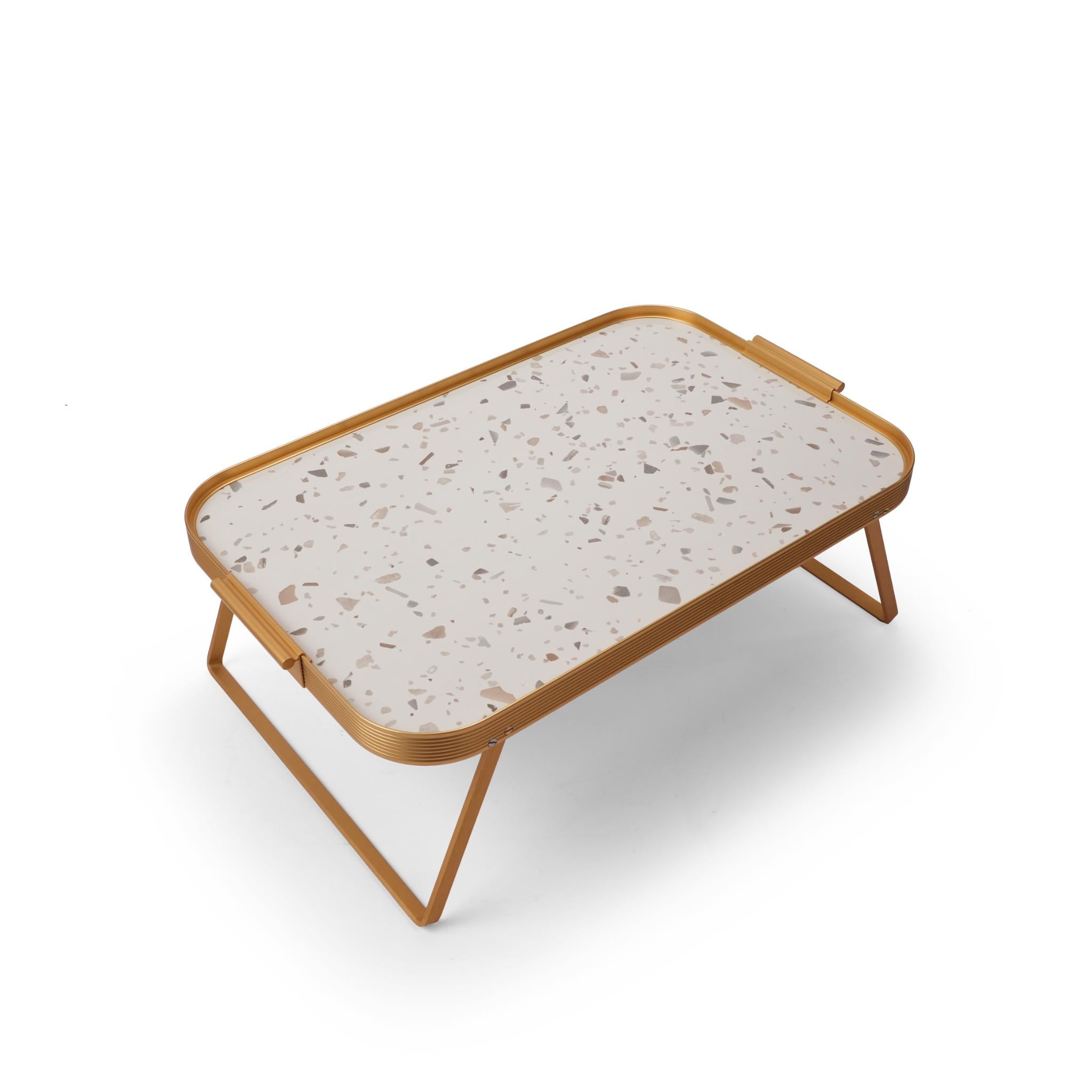 LAP TRAY   TERRAZZO  GOLD MARBLE