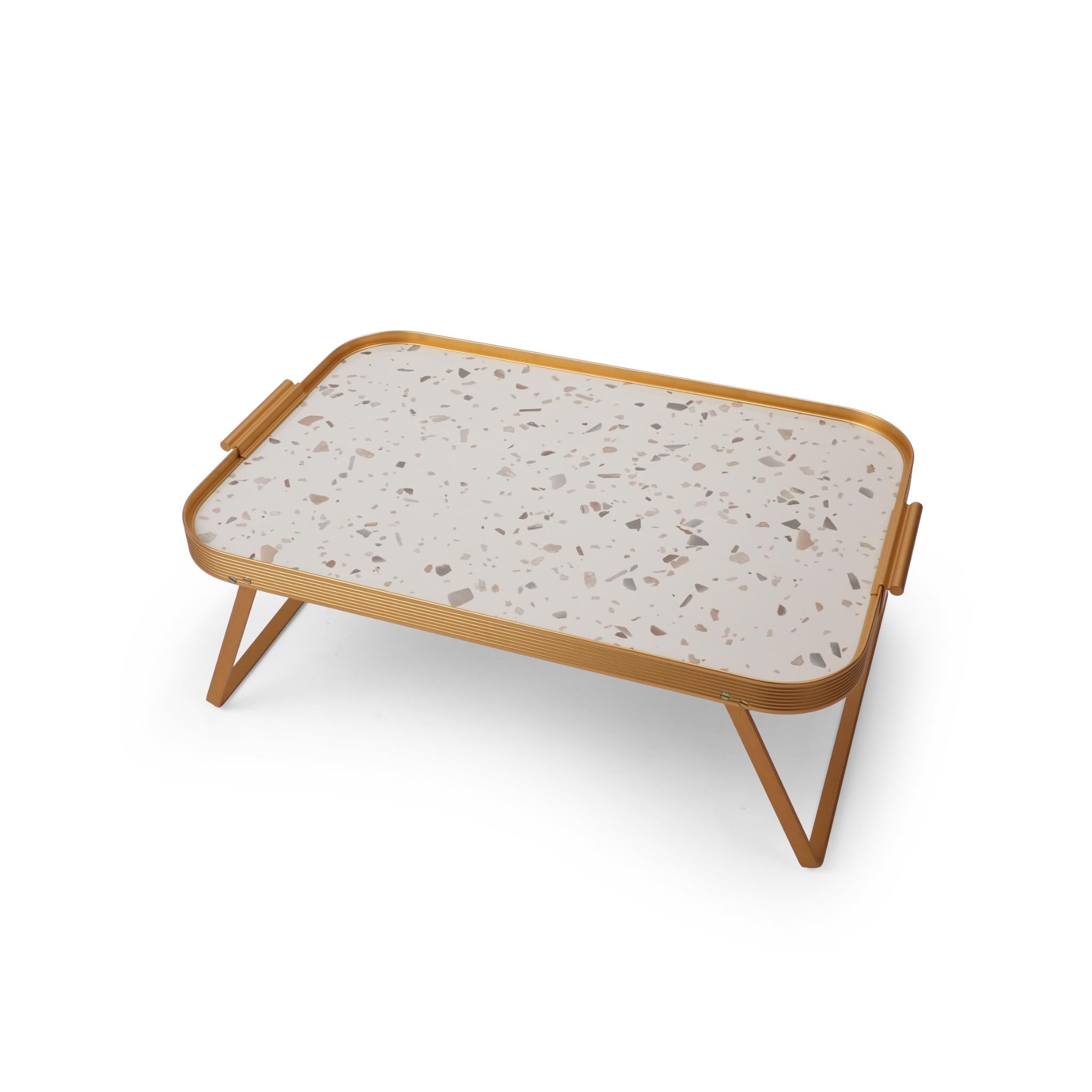 LAP TRAY   TERRAZZO  GOLD MARBLE