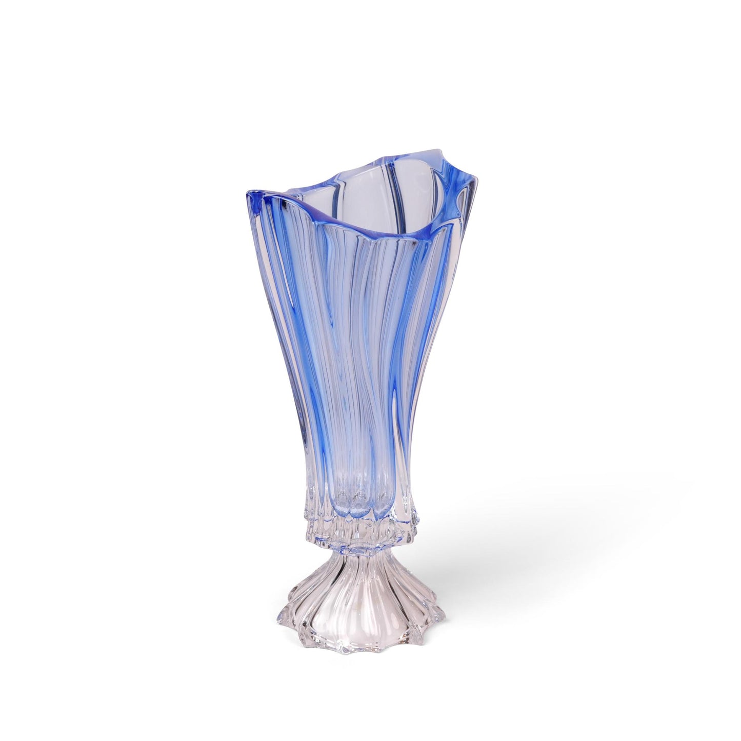 FOOTED  VASE PLANTICA  400  , SPRAYED INSIDE   ( BLUE )