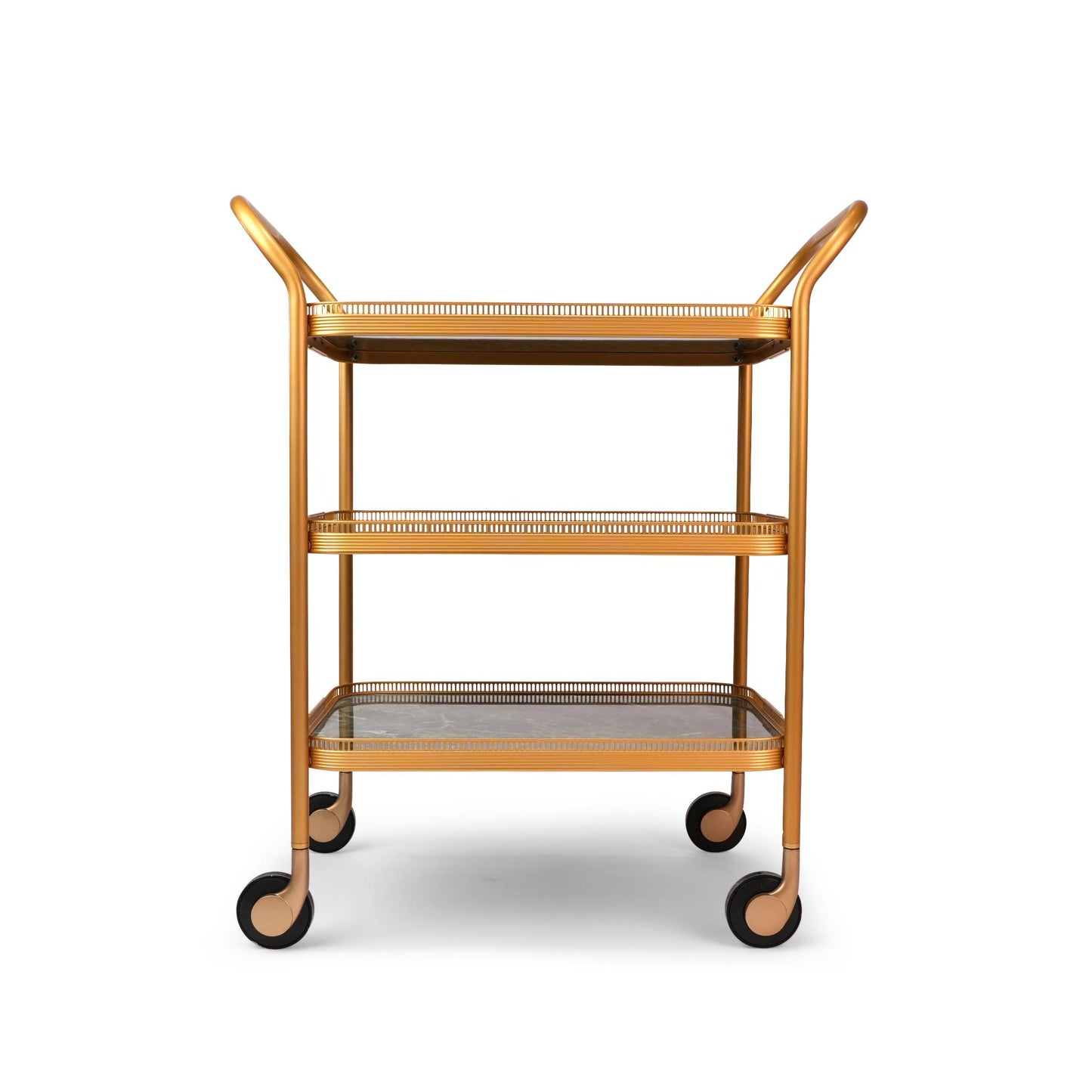 KAYMET GALLERY TROLLEY  GREEN MARBLE / GOLD 3 LAYERS