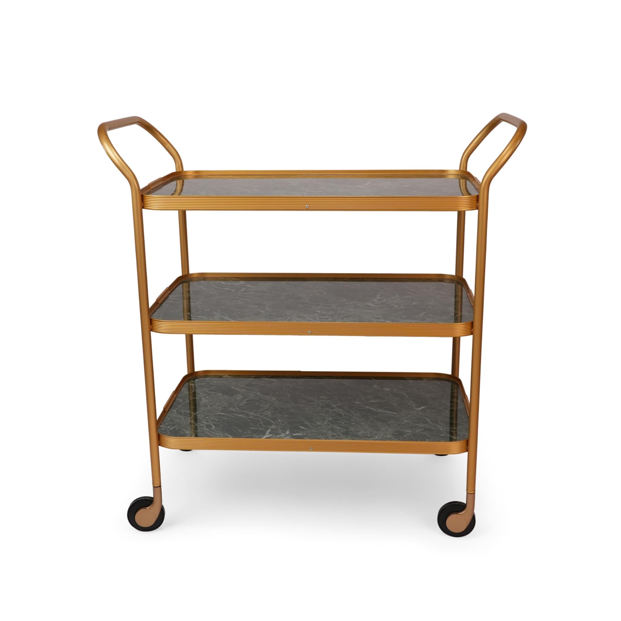 EXTRA LARGE RIBBED TROLLY GREEN MARBLE / GOLD  3 LAYERS